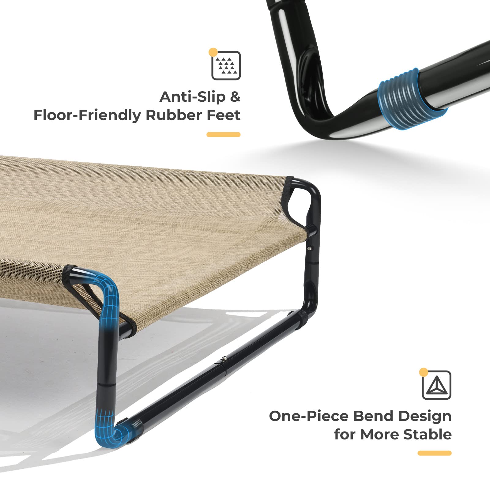 Veehoo Original Cooling Elevated Dog Bed, Outdoor Raised Dog Cots Bed For Large Dogs, Chew Proof Standing Pet Bed With Washable Breathable Mesh, No-Slip Feet For Indoor Outdoor, Xx-Large, Beige Coffee