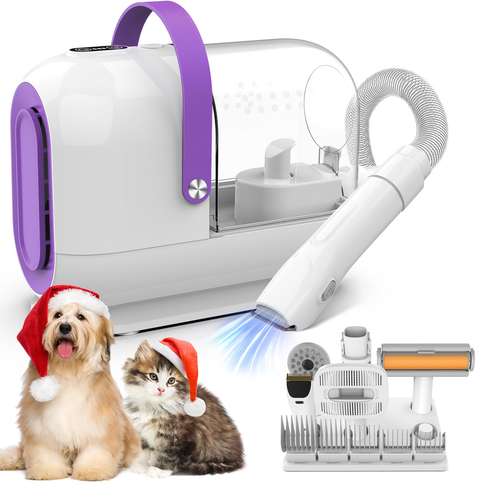 Homeika Pro Dog Grooming Kit&Vacuum, 3L Pet Grooming Vacuum 99% Pet Hair Suction, 5 Grooming Tools, 5 Combs, Quiet Pet Vacuum Gr