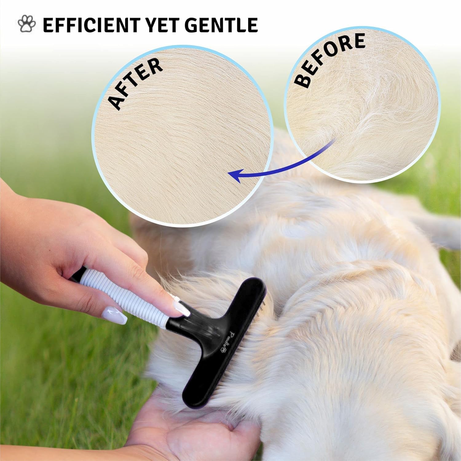 POODLIE Poodle Pet Dog Grooming Rake | Dematting Tool with Stainless Steel Shedding Comb for Pets | 2 Rows of Pins Gently Remove
