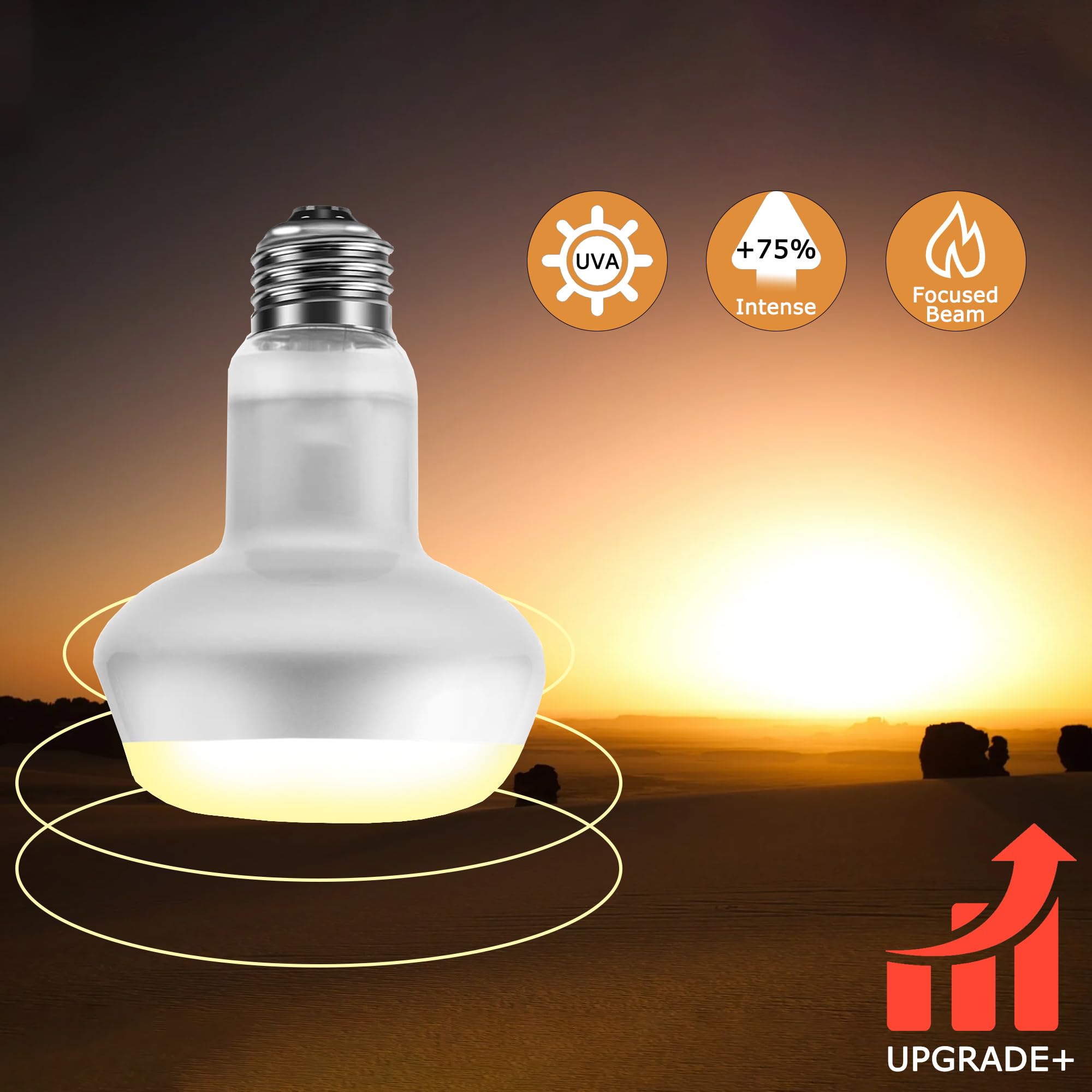 Hartompet 60W Intense Basking Spot Lamp - Uva Daylight Heat Bulb For Reptiles And Amphibians, Simulates Natural Sunrise And Suns