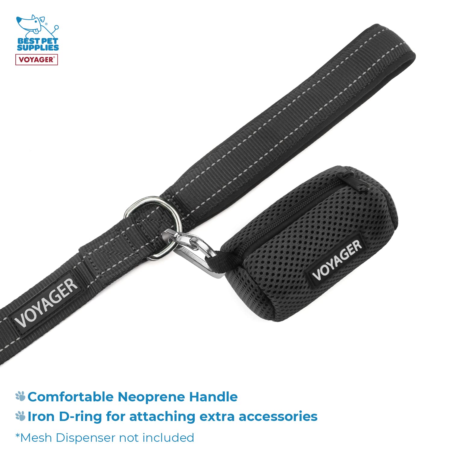 Voyager Step-In Air All Weather Mesh Harness And Reflective Dog 5 Ft Leash Combo With Neoprene Handle, For Small, Medium And Large Breed Puppies By Best Pet Supplies - Leash Harness (Black), M