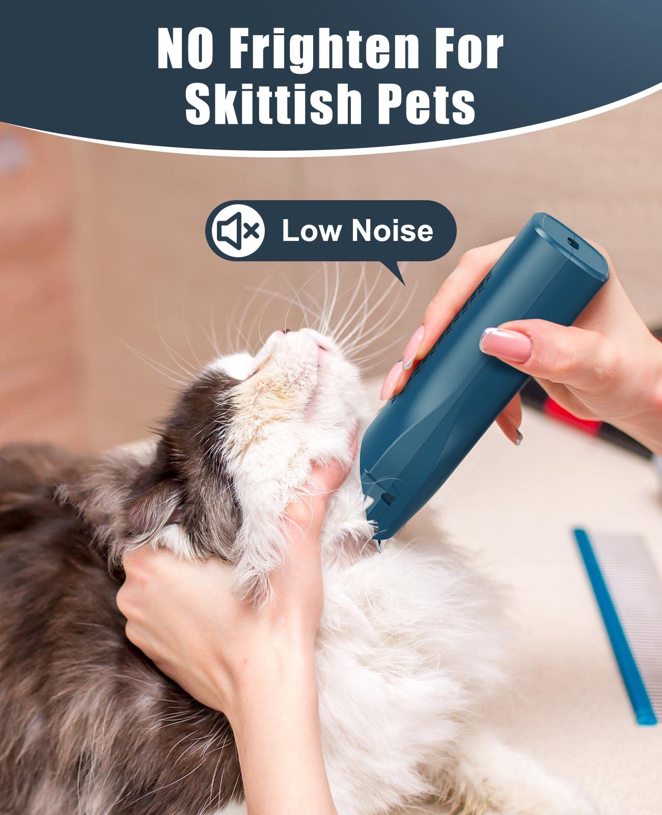 Oneisall Pet Clippers For Cat Matted Hair, Small Clippers Low Noise Dog Trimmers For Dog Grooming, Pet Hair Trimmer For Small Pets (Standard+Mini Blade)