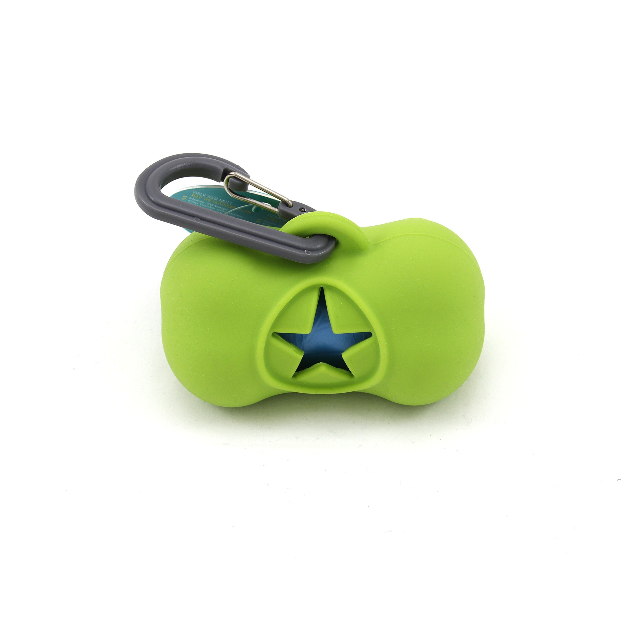 Messy Mutts Silicone Dog Waste Bag Holder | Dog Poop Bag Dispenser With Carabiner And Bags | Unscented Roll Included ?15 Bags | Leash Essential | (Grey)