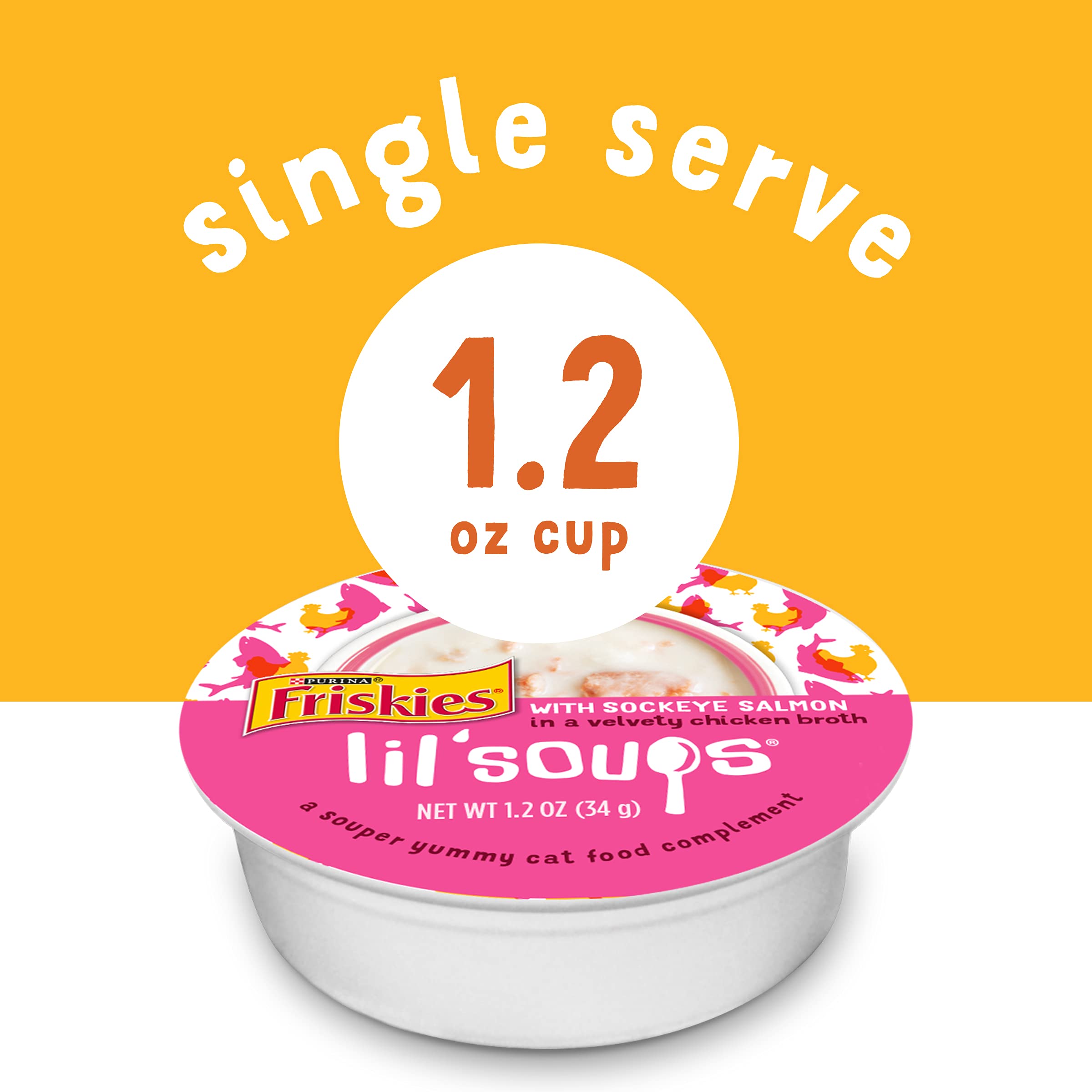 Purina Friskies Grain Free Wet Cat Food Lickable Cat Treats Variety Pack, Lil Soups With Salmon, Tuna or Shrimp - (Pack of 30)