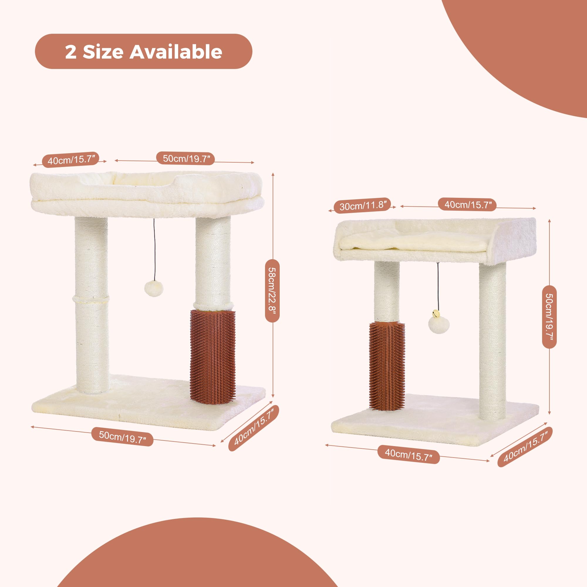 Pawfessor Cat Tree Tower For Large Cats Cat Scratching Post With Cat Self Groomer, 20X15.7   Large Top Bed, Thick Scratch Post [