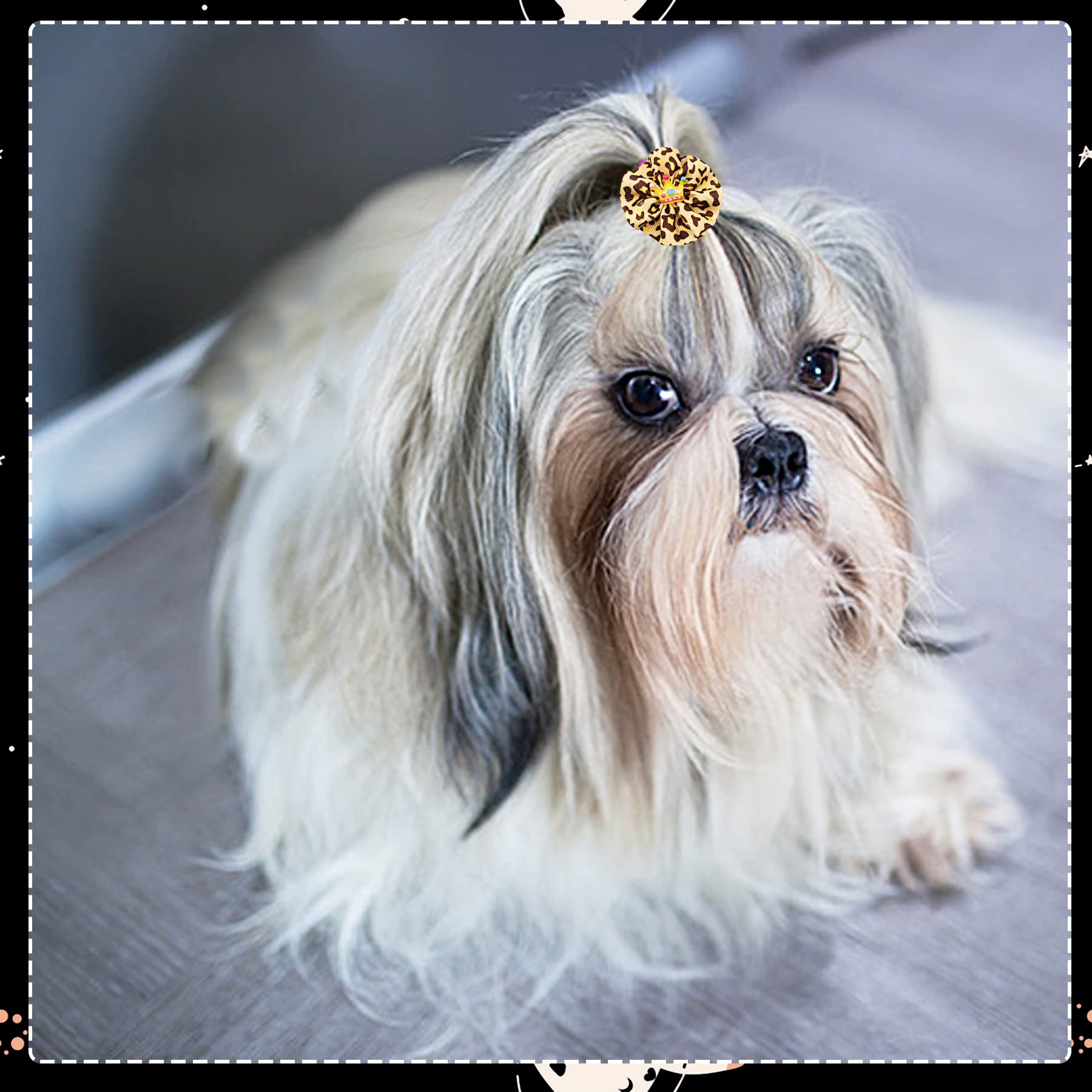 Jpgdn 30Pcs/15Pairs Black Dog Hair Bows With Rubber Bands Puppy Hair Bowknot Top Knot Elastic For Girl Female Doggy Cat Rabbit Poodle Pet Animal Grooming Accessories Attachment