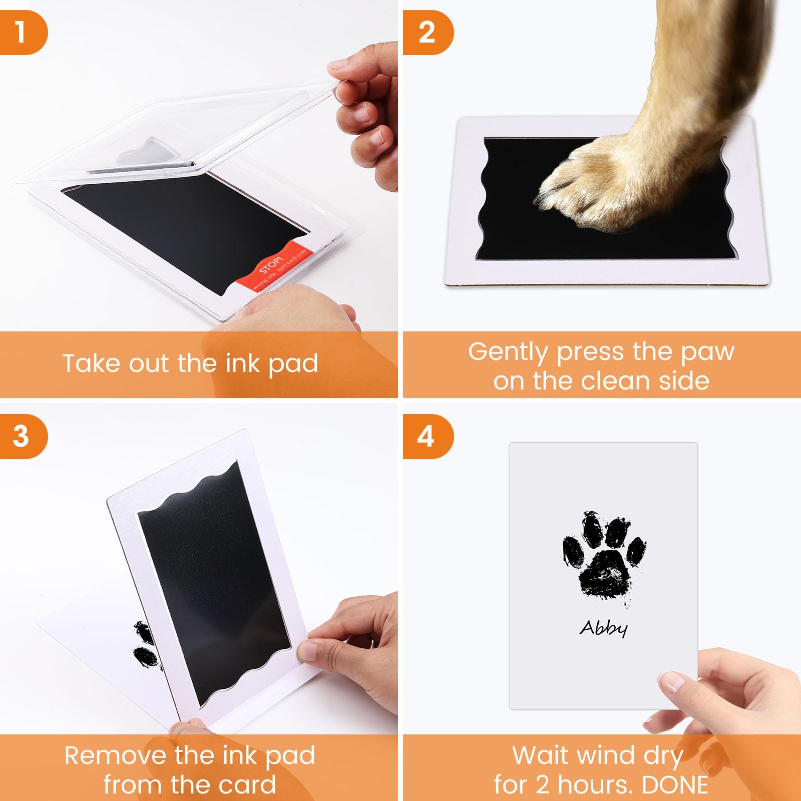 Nabance Baby Hand and Footprint Kit, Paw Print Kit, Dog Paw Nose Print Kit, 4 Colour Inkless Print Pads, 8 Imprint Cards, No Mes