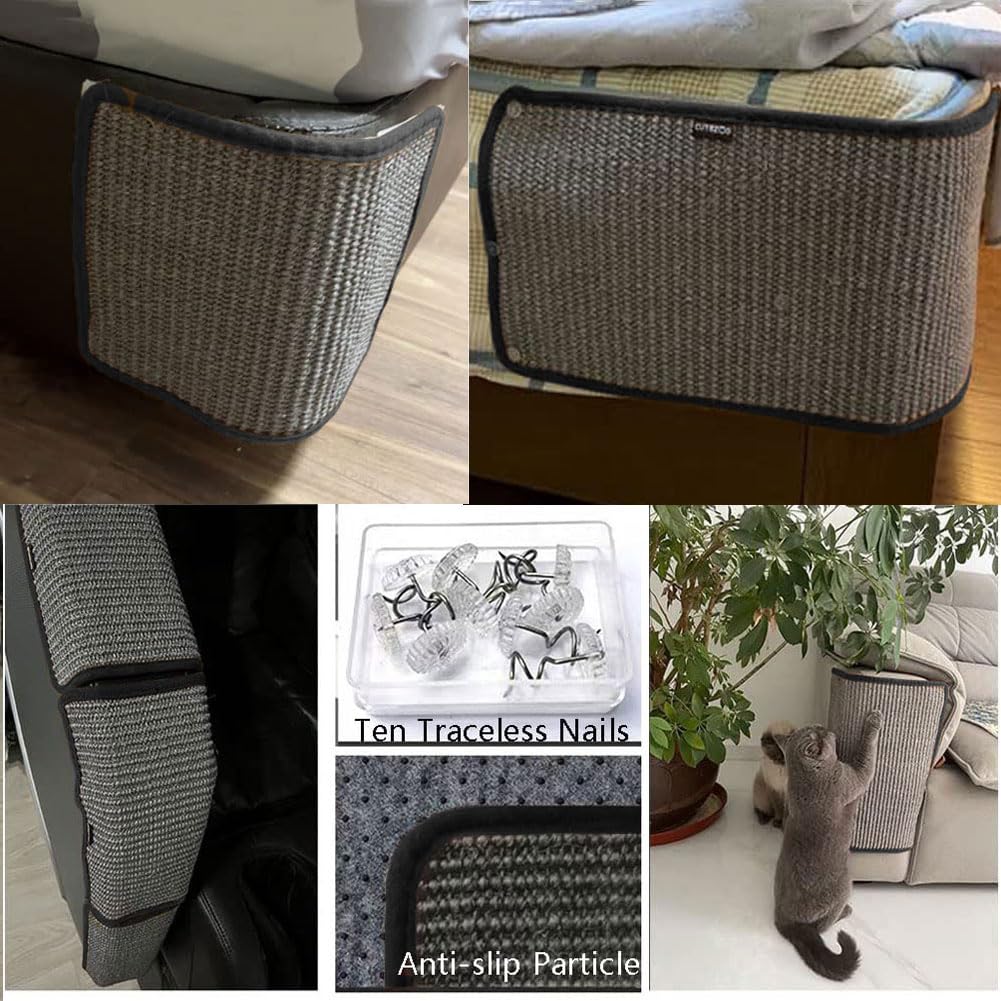 Cat Scratching Pad Natural Sisal Sofa Corner Furniture Protector Scratching Mat Cat Scratch Pads Couch Corner Protecting Furniture Anti-Slip Sisal Cat Repellent Mat For Sofa Bed Chair Desk Legs