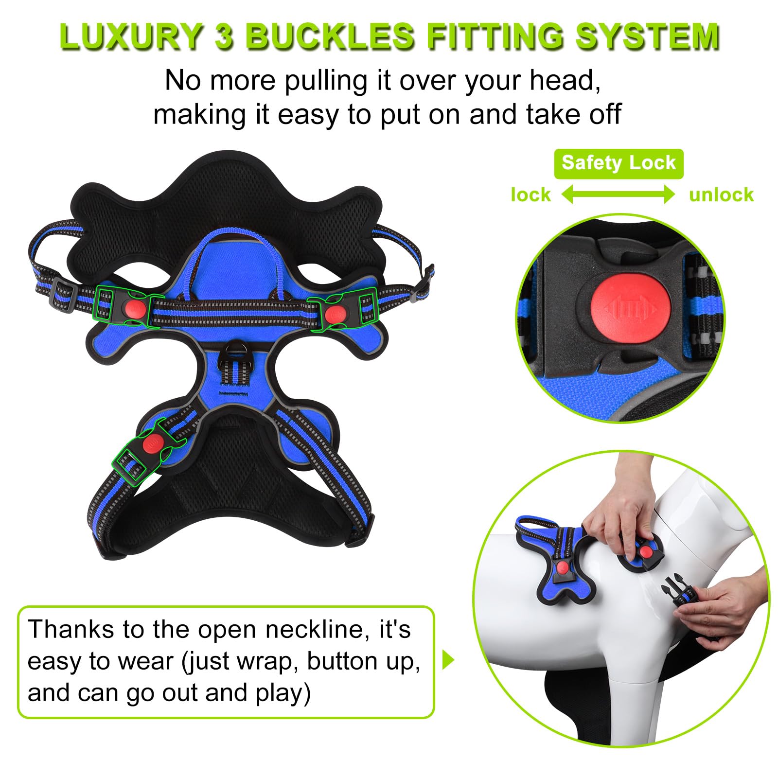 Gimilife Dog Harness, Adjustable Reflective Dog Vest No Pull Dog Harness With Badge And Bow Tie For Puppy Small Medium Large Dog