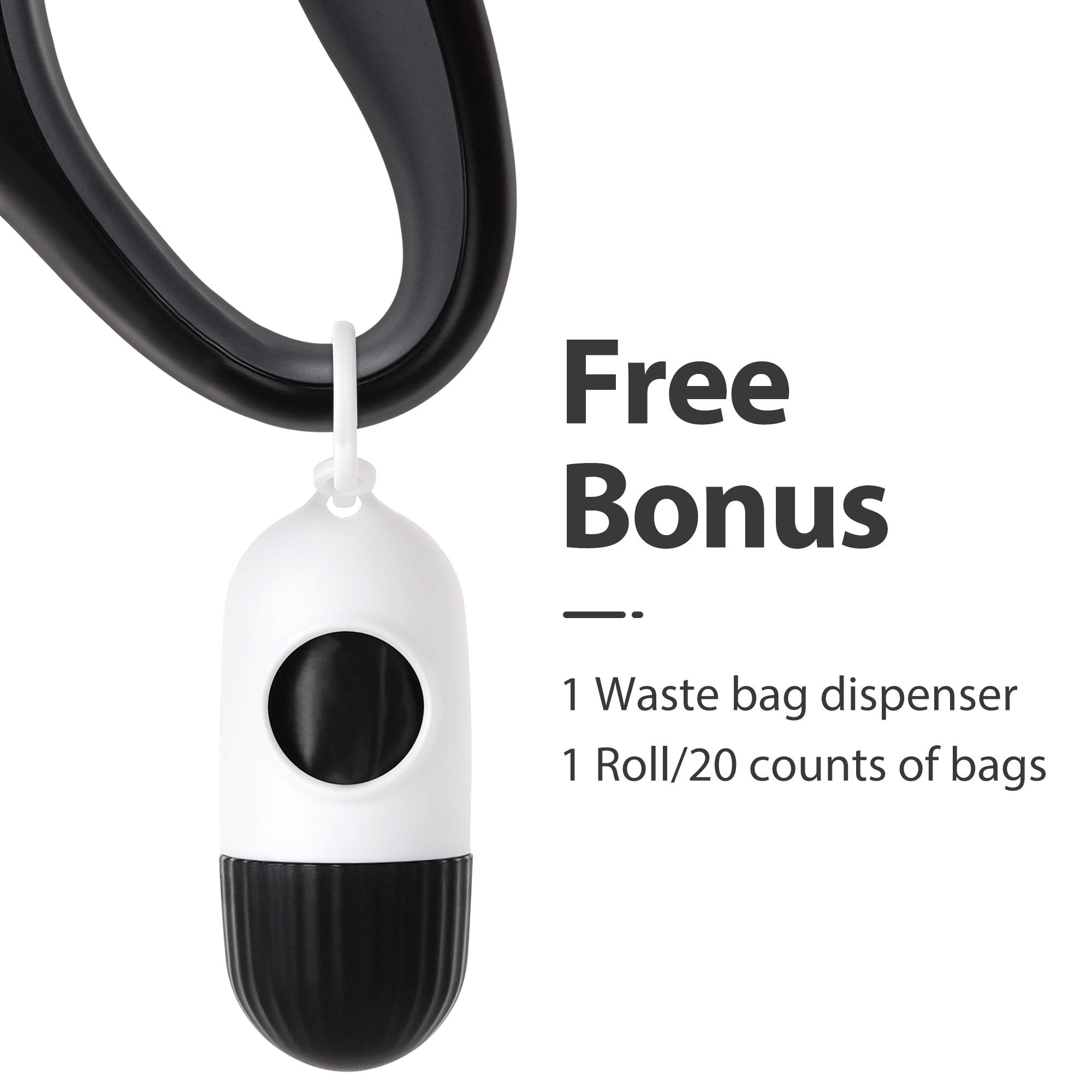 Fida Retractable Dog Leash With Dispenser And Poop Bags, 10 Ft Pet Walking Leash For X-Small Dog Or Cat Up To 18 Lbs, Anti-Slip Handle, Tangle Free, Reflective Nylon Tape (Xs, Black)