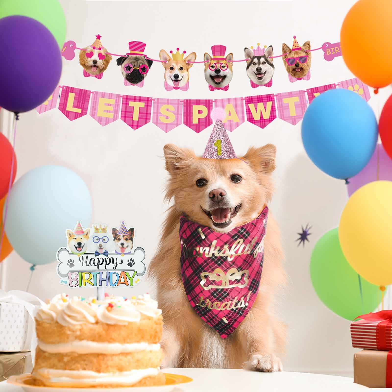 Dog Birthday Party Decorations Supplies Girls With Lets Pawty Balloons Banner Dog Birthday Bandana Birthday Hat Dog Bow Tie Flag
