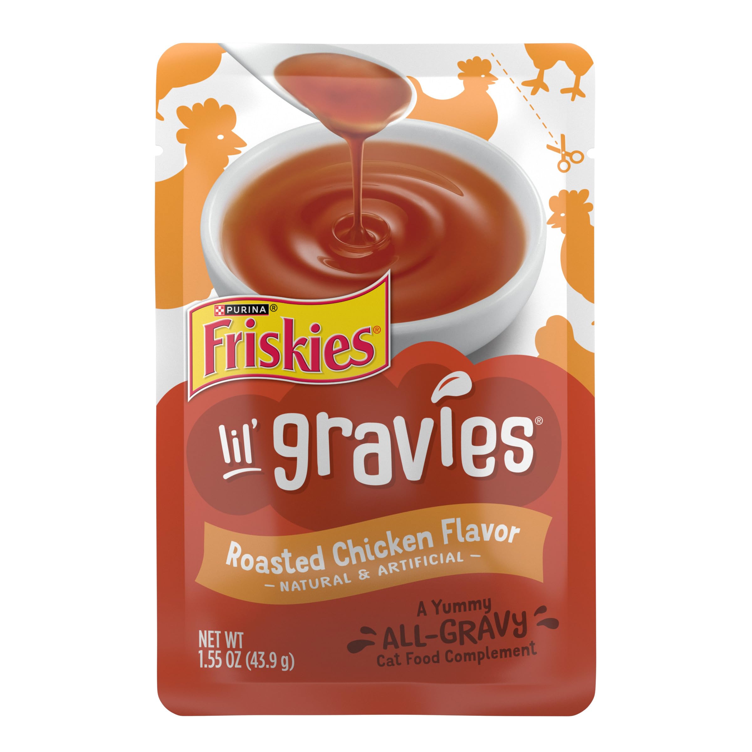 Purina Friskies Lil  Gravies Roasted Chicken Flavor Cat Food Lickable Cat Treats - (Pack of 16) 1.55 oz. Pouches