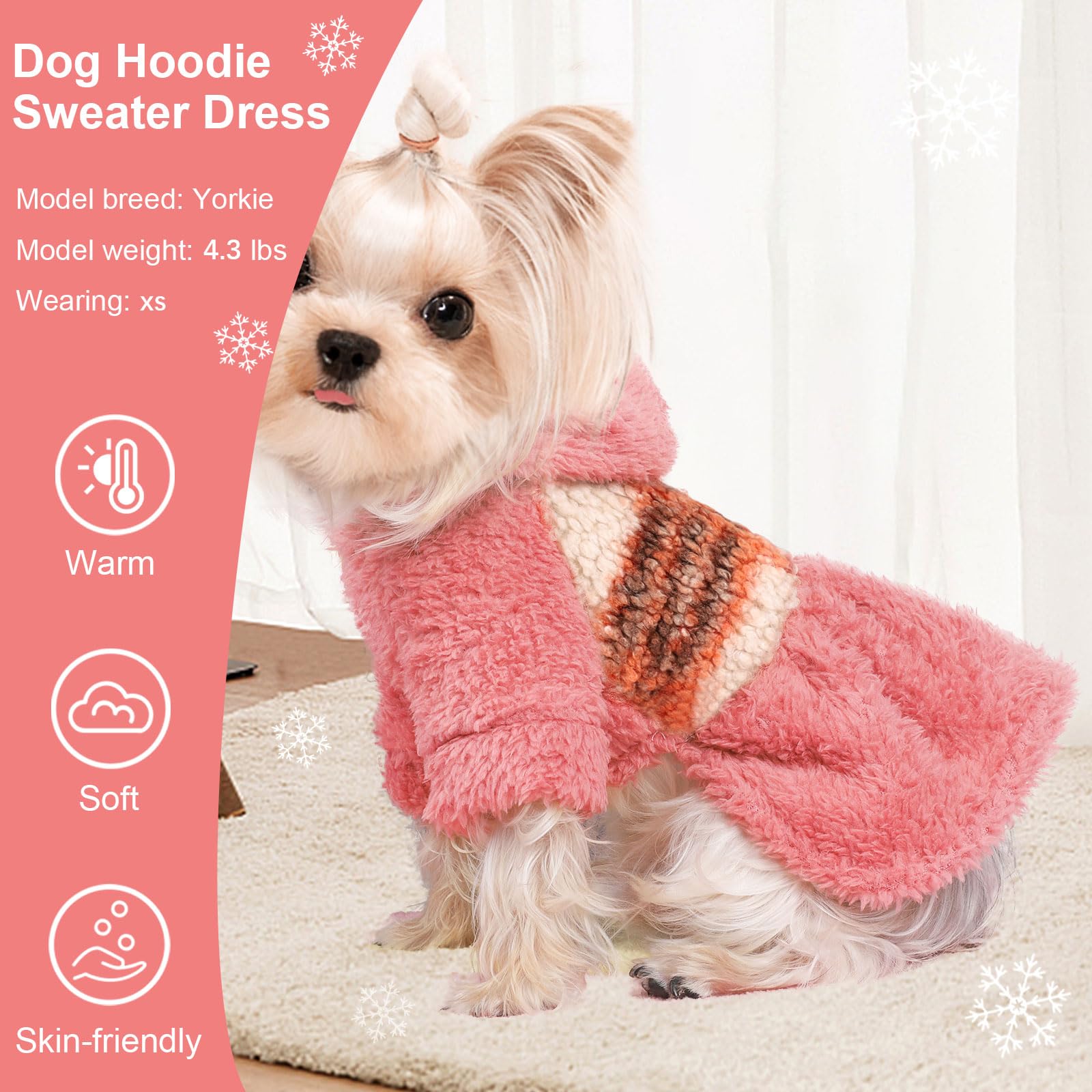 Dog Sweater Hoodie Winter Clothes For Small Dogs Boy Girl Pet Hoodies Cold Weather Coats Fall Sweatshirt For Chihuahua Yorkie Ca