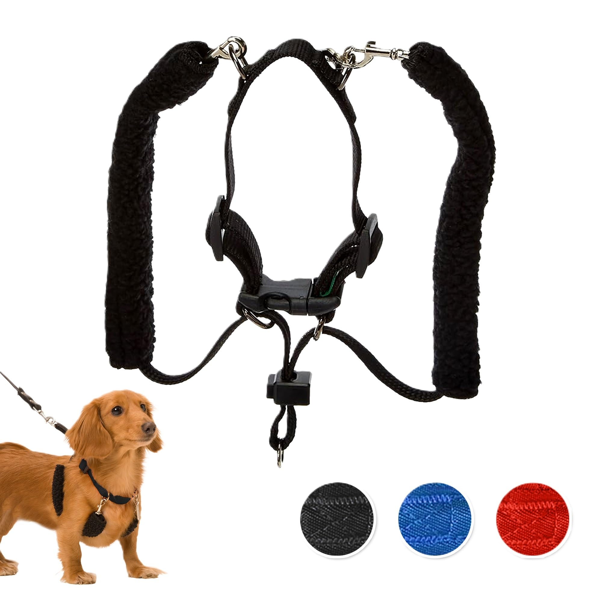 Sporn Original Training Dog Halter Harness, Small Size No Pull Harness for Dogs with Black Padded Sherpa Sleeves, Breathable Dog