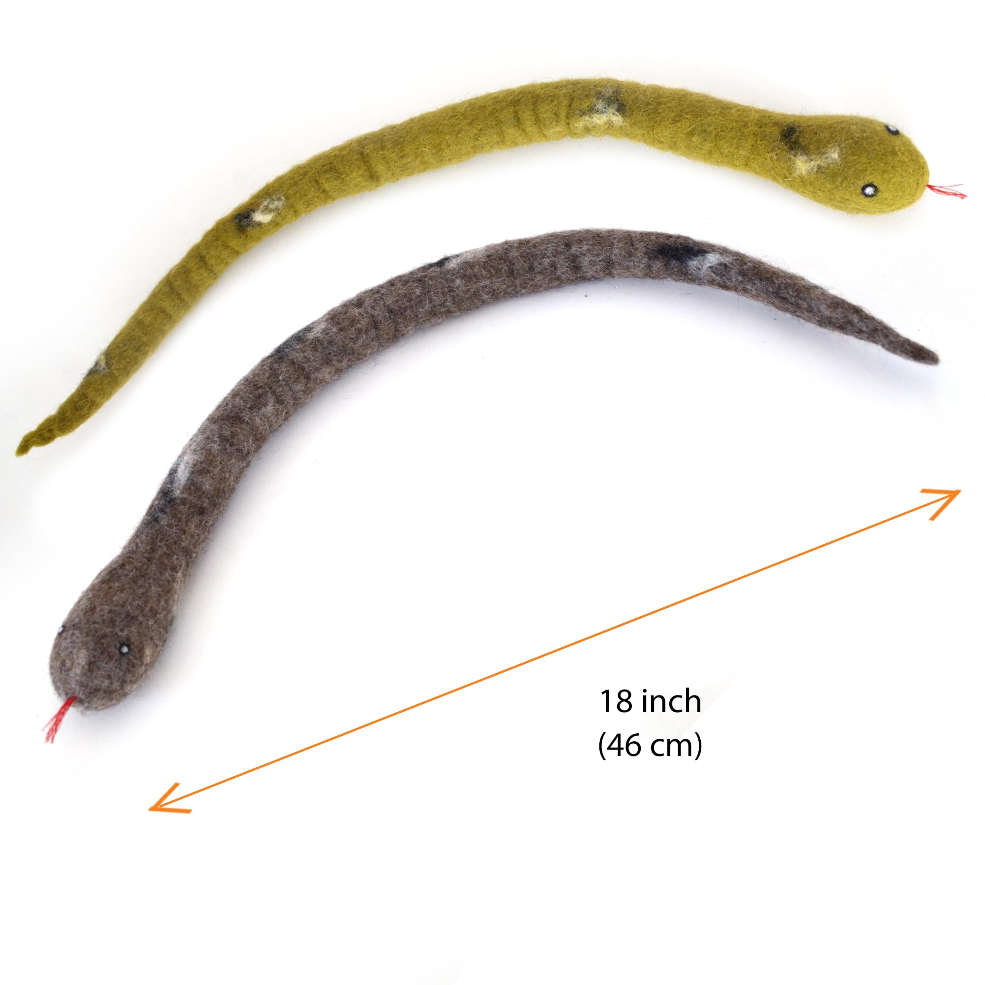 Glaciart One Felt Cat Snake Toy - Soft Fuzzy Enrichment 100% Natural Wool - Interactive Catnip Play Cat Toy Set - Safe For Pets,