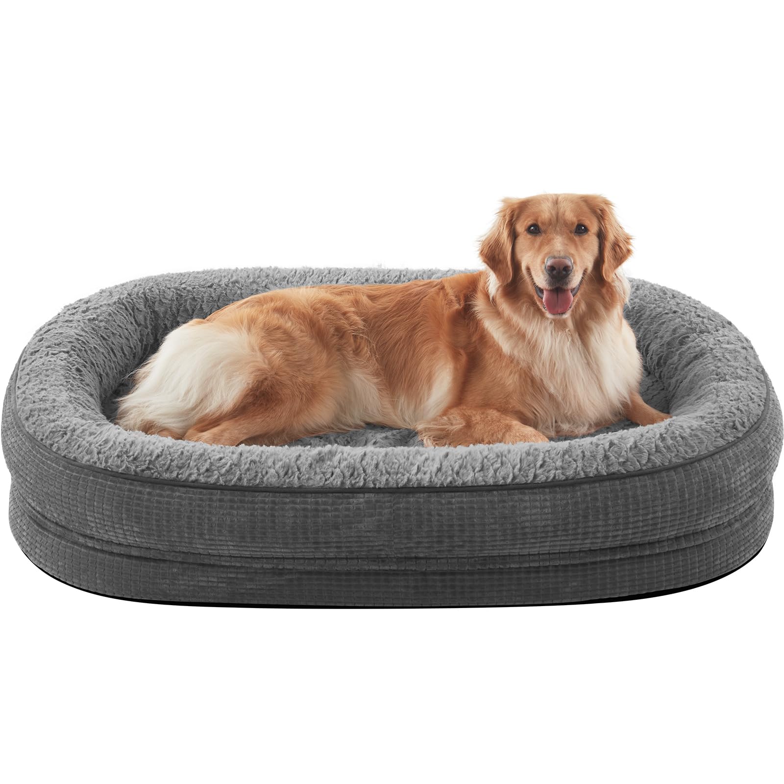 Joejoy Orthopedic Dog Bed For Extra Large Dogs, Egg-Crate Memory Foam Pet Bed With Bolster Sides, Waterproof Lining, Removable W