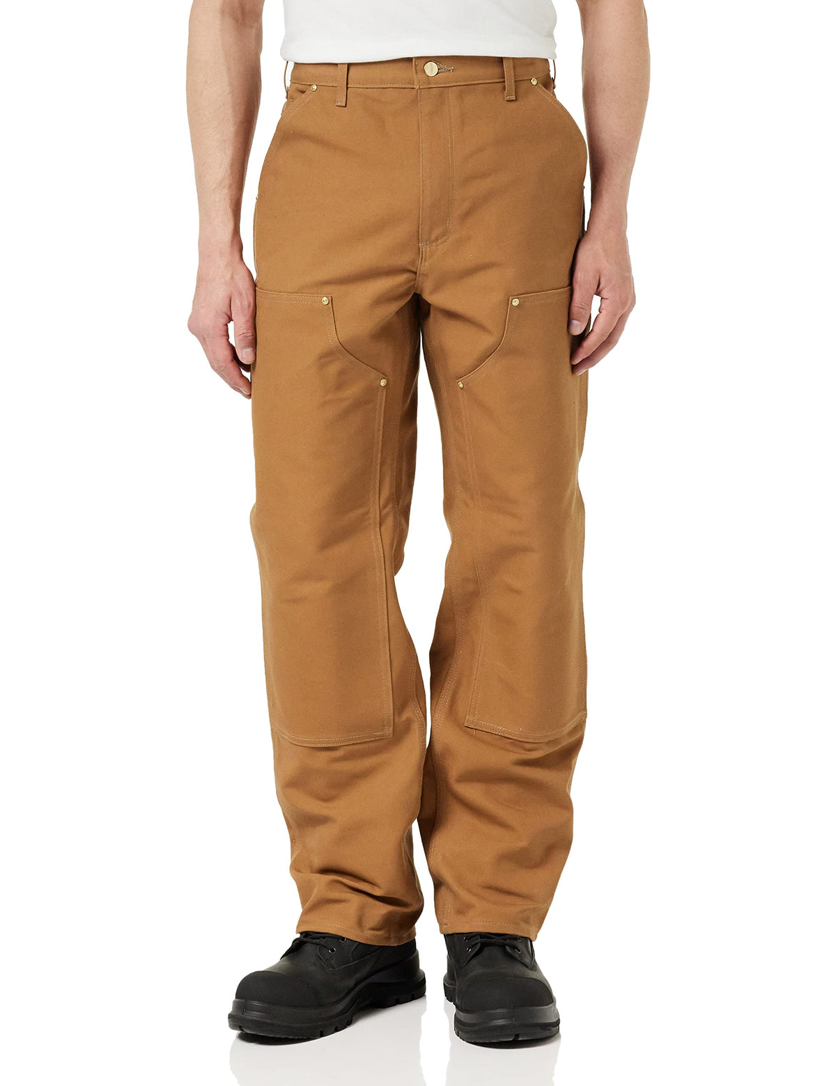 Carhartt Mens Firm Duck Double-Front Work Dungaree Pant B01, Brown, 36W X 30L