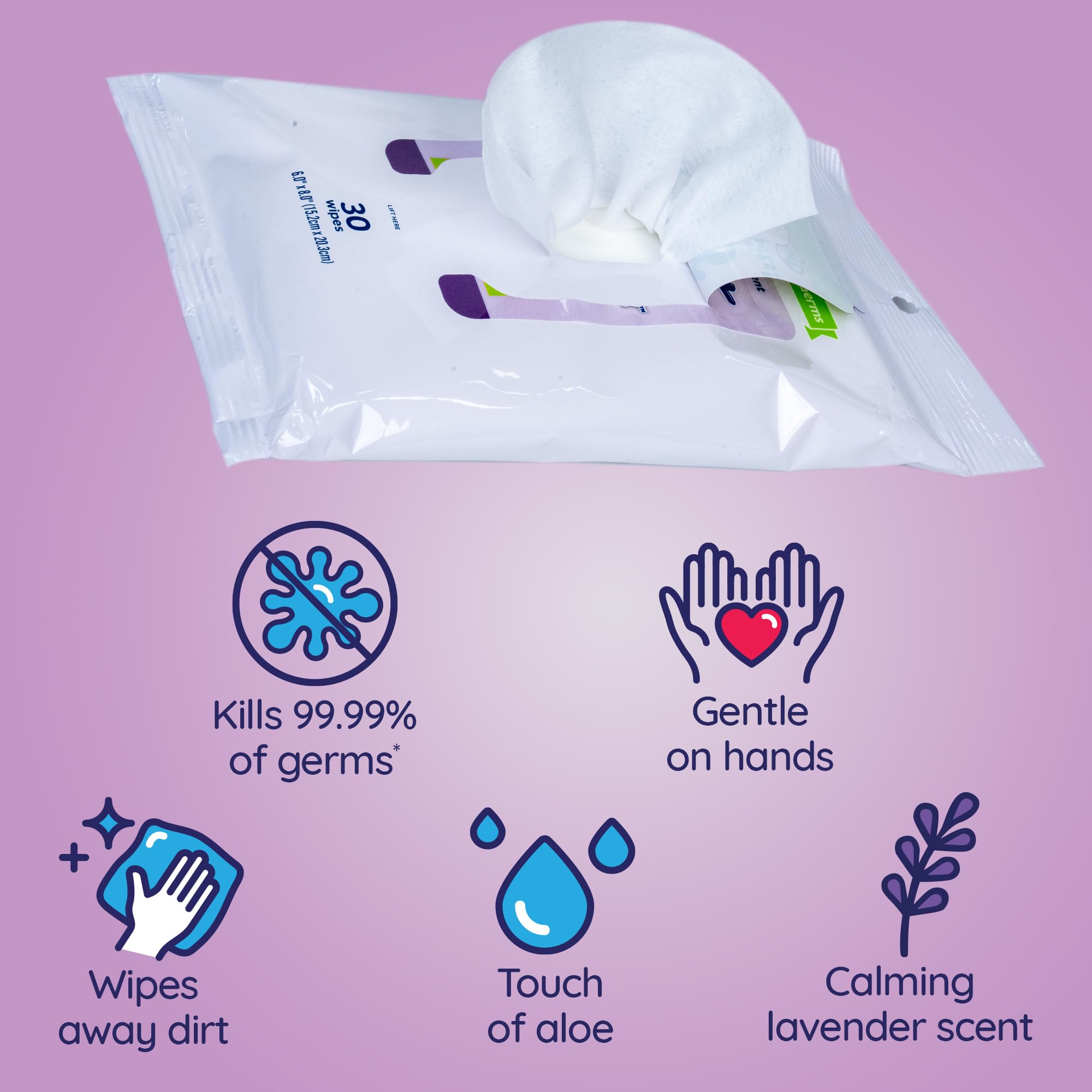 Wet Ones For Pets Antibacterial Calming Wipes With Chamomile, 30Ct, Calming Lavender Scent | Dog Cleaning Wipes, Durable Disposa