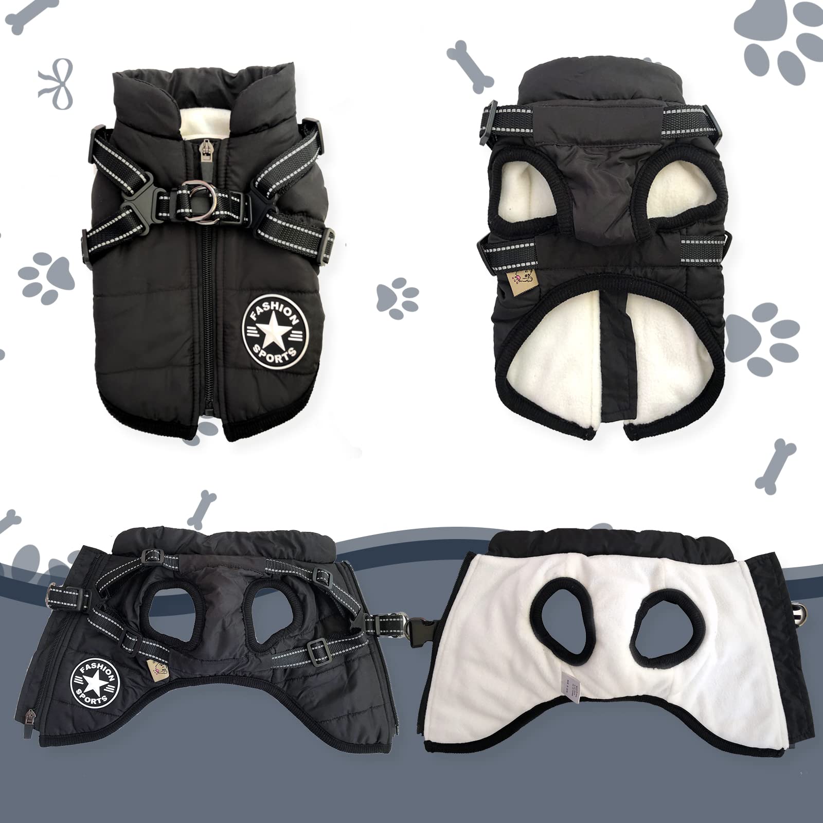 Aimydog Warm Dog Winter Coat, Fashion Sports Dog Cold Weather Jacket With Built-In Harness, Reflective & Adjustable Comfortable Pet Vest, Waterproof Windproof Dog Apparel For Small Dogs (Purple)