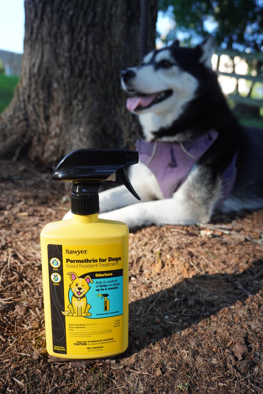 Sawyer SP624 Permethrin Insect Repellent Treatment for Dogs, 24-Oz, Milky Color