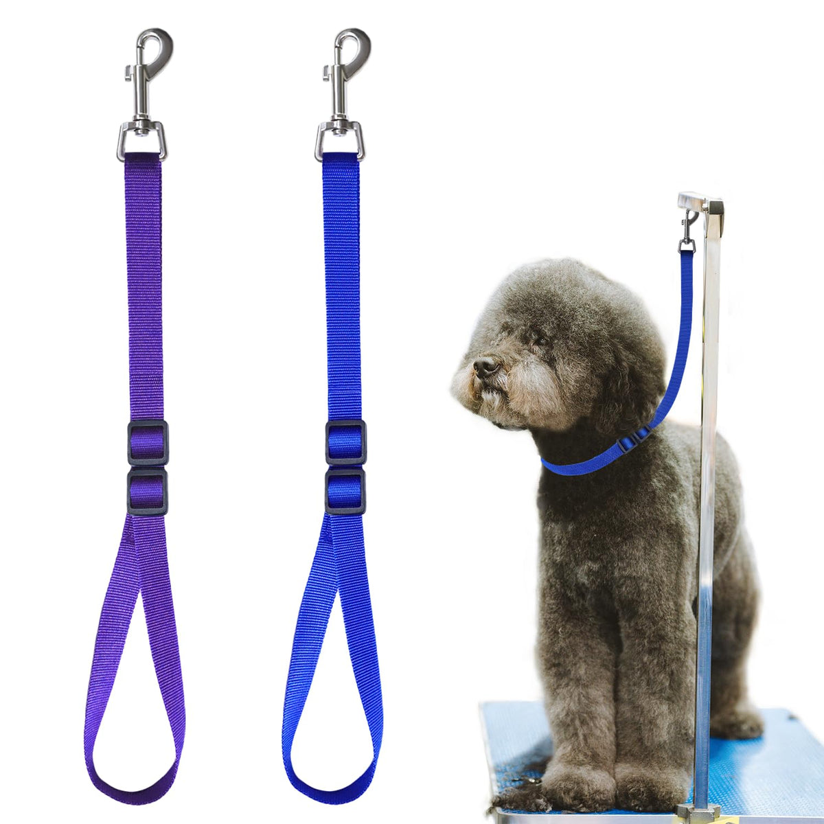 Pet Dog Grooming Loops,2 Pack Adjustable Nylon Restraint Noose Loop, Dog Grooming Arm Accessories Fixed Dog Bathing Safety Tethe