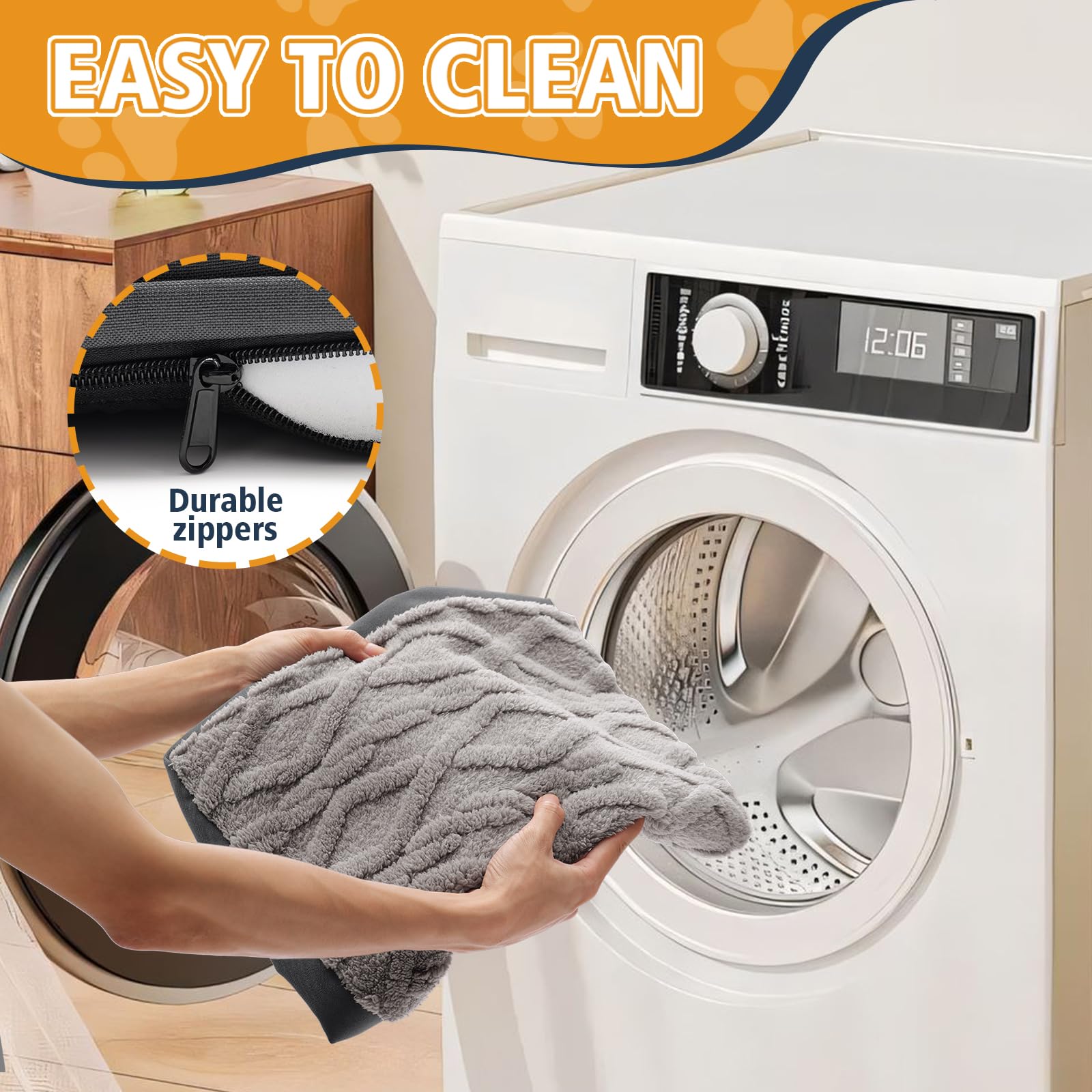 Maihandasi Medium Plush Dog Bed - Waterproof Dog Crate Pad For Small & Medium Dogs, Anti-Slip Bottom & Removable Washable Cover,