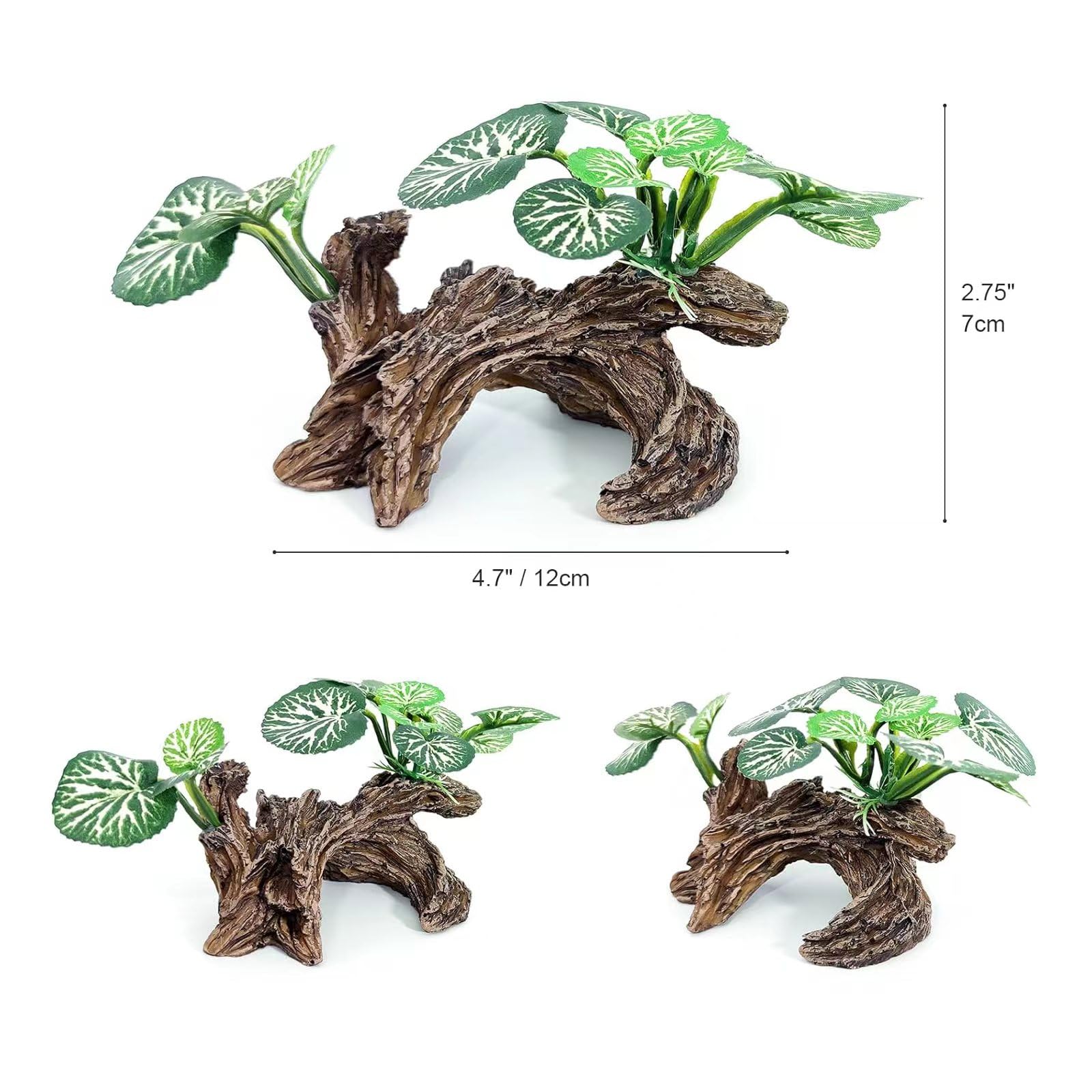 Vtapliea Fish Tank Decorations Aquarium Ornaments 3pcs Betta Silk Leaf Plants Artificial Driftwood Cave Aquarium Plants Accessor