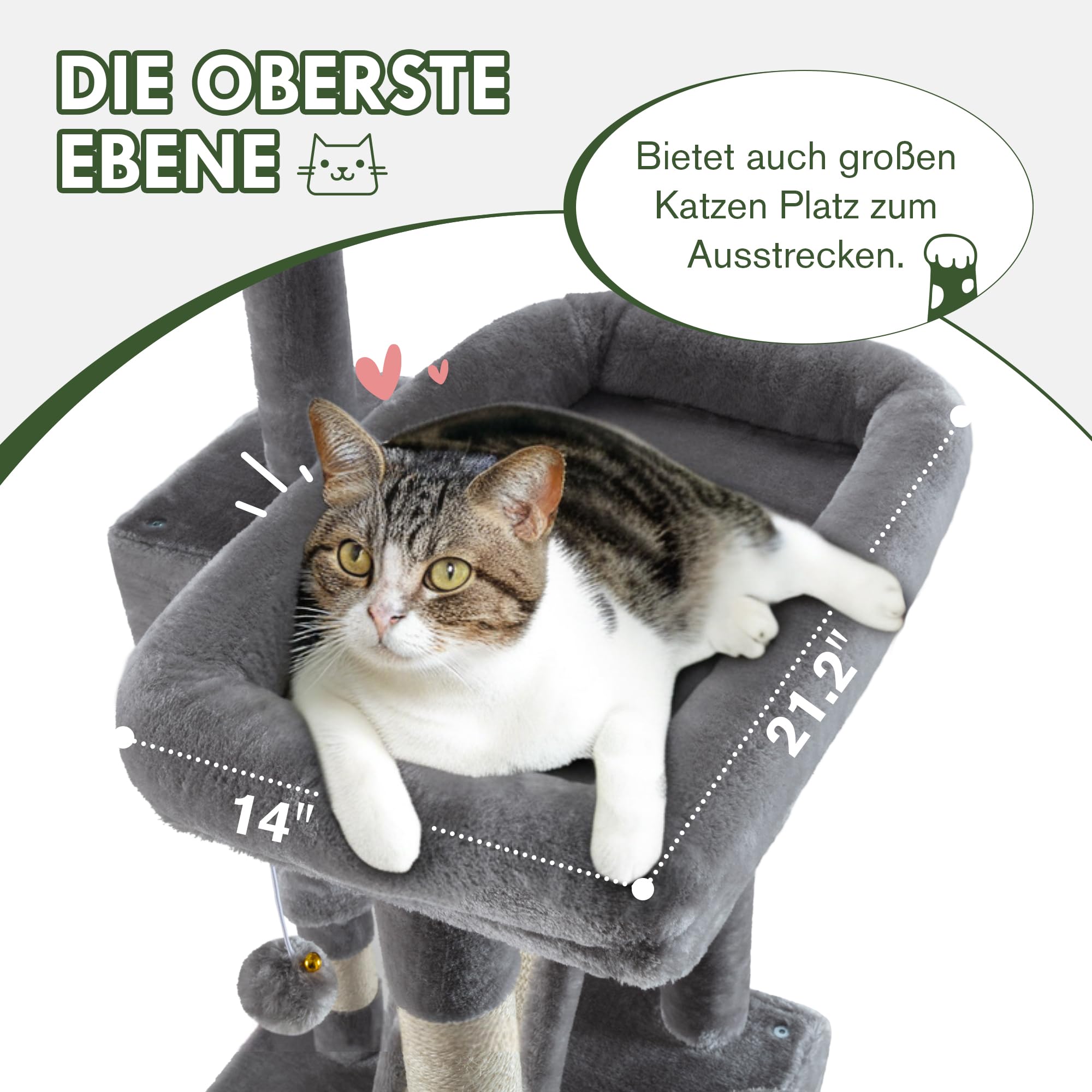 Muticor 66 Inches Multi-Level Large Cat Tree Tower For Indoor Big Feline/Cozy Plush Perches/Condo/Sisal Scratching Posts/Hammock