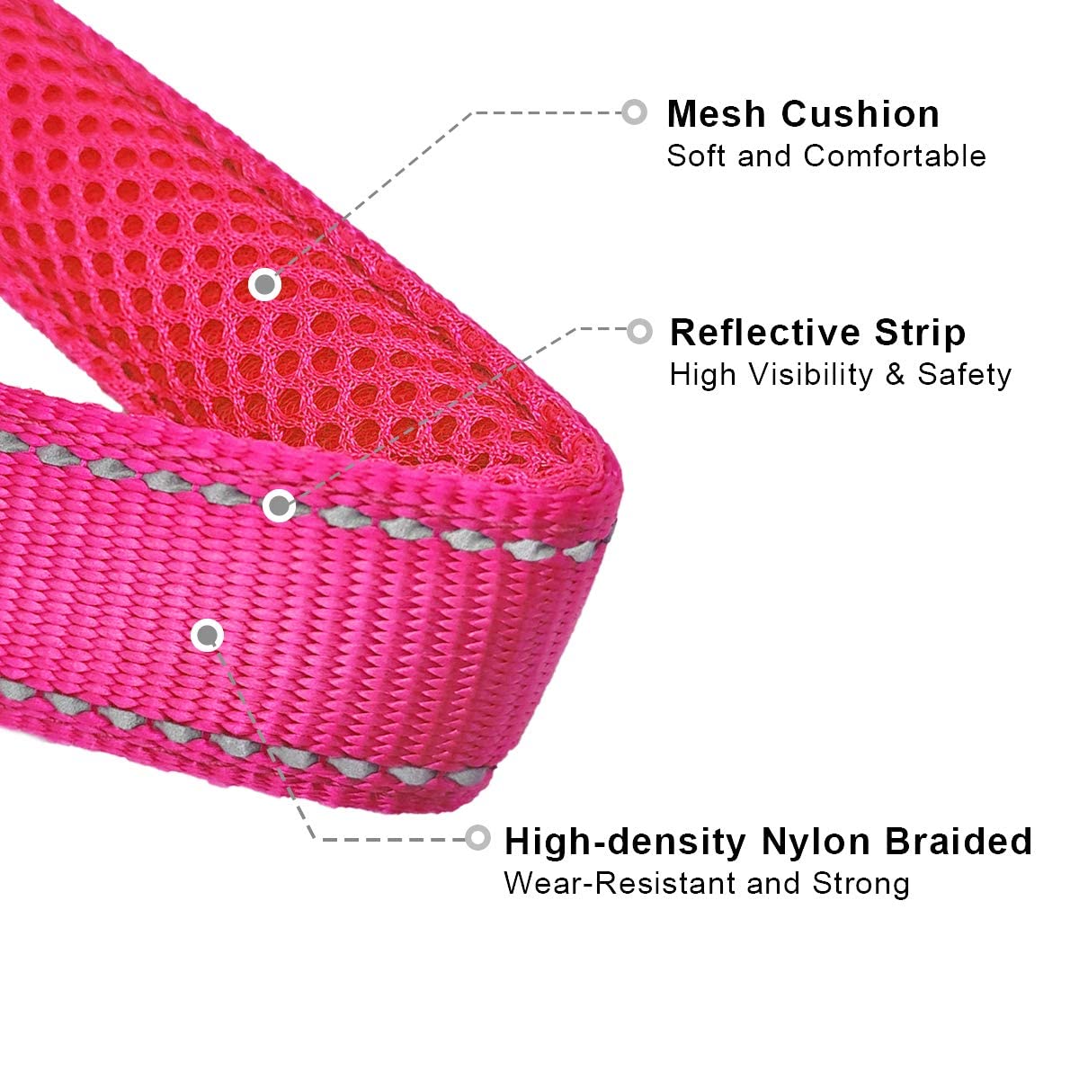 Mycicy Reflective Slip Collar, Soft Nylon Training Choke Collar For Dogs In Pink 22', Wide 1'