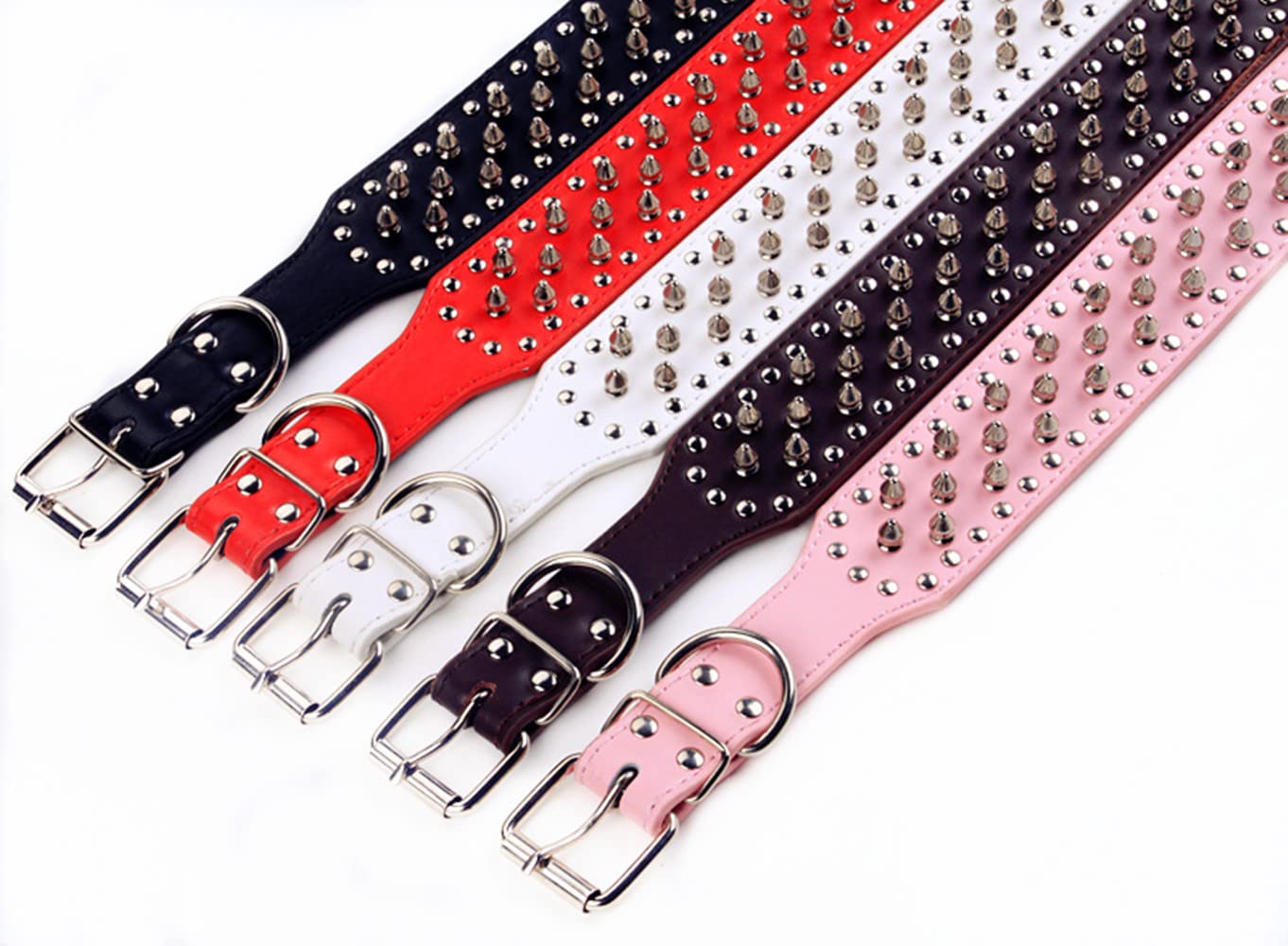 Kocaplye Spiked Dog Collar Rivet Studded Adjustable Pu Leather Spikes Collar For Medium Large Dogs 2' Wide Spike Collars