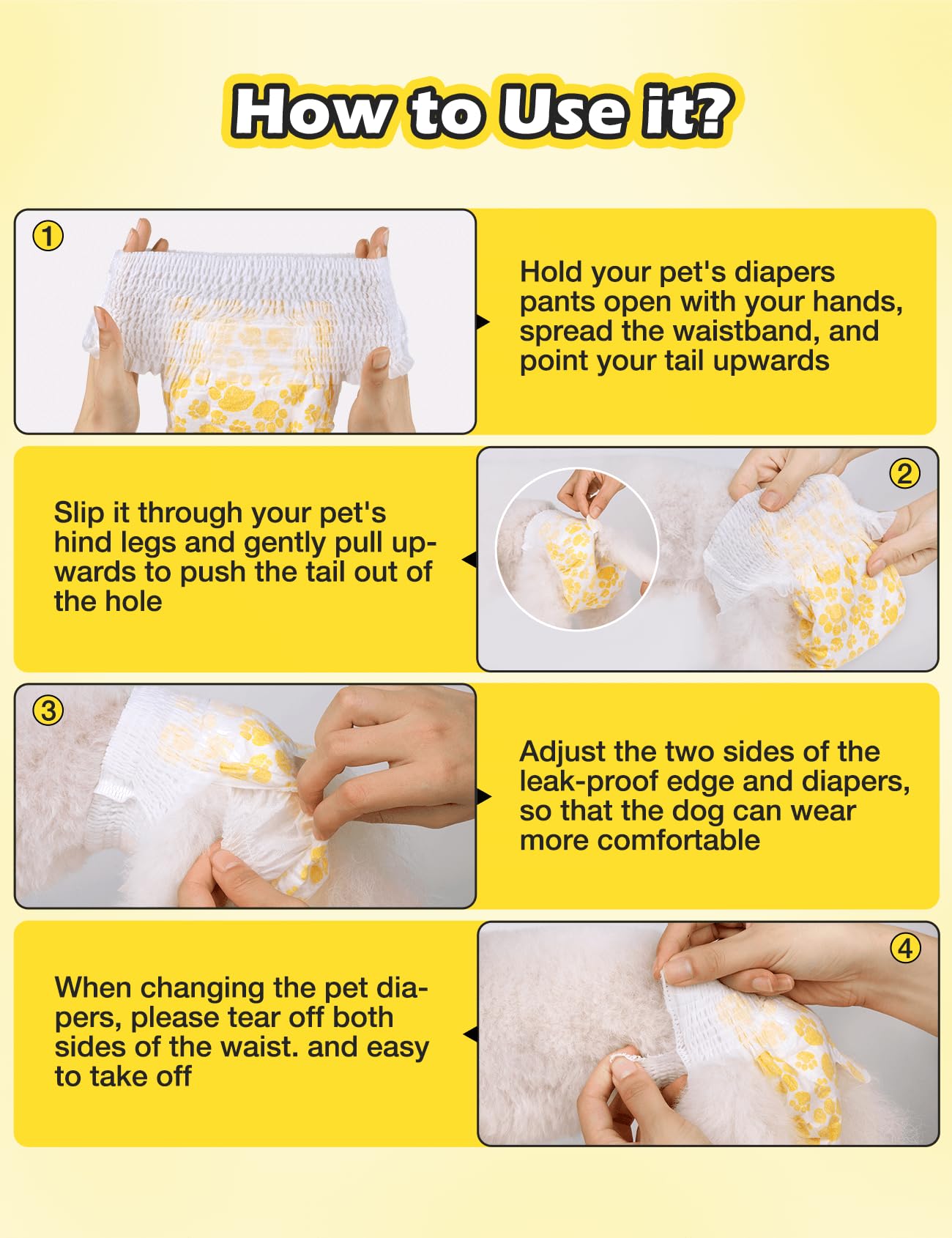 Dono Dog Diapers Female Large With Stretchy Waist, Disposable Pull Up Full Wrap Puppy In Heat Period Diapers, 360 Leak-Proof Sup