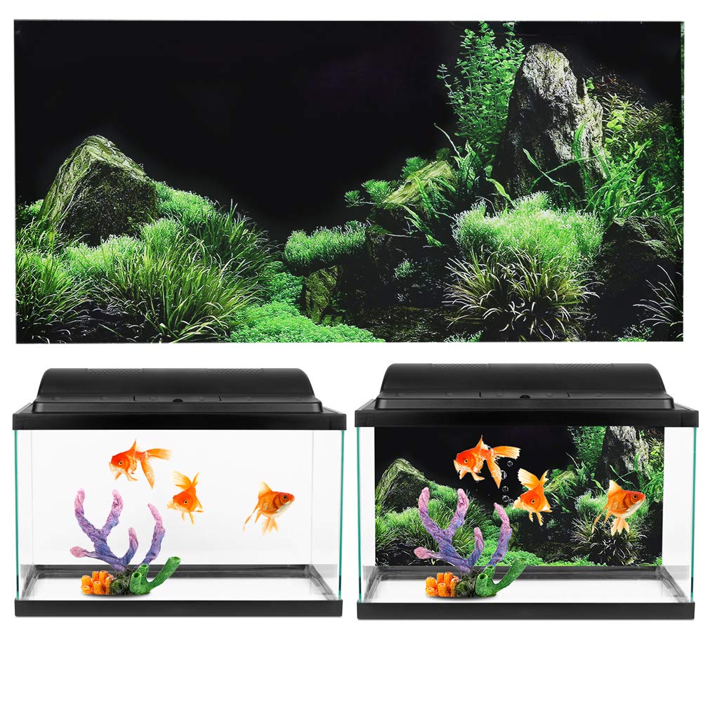 Gloglow Aquarium Background Sticker, Aquarium Seafloor Water Grass Background Pvc Adhesive Landscape Image Fish Background Poste
