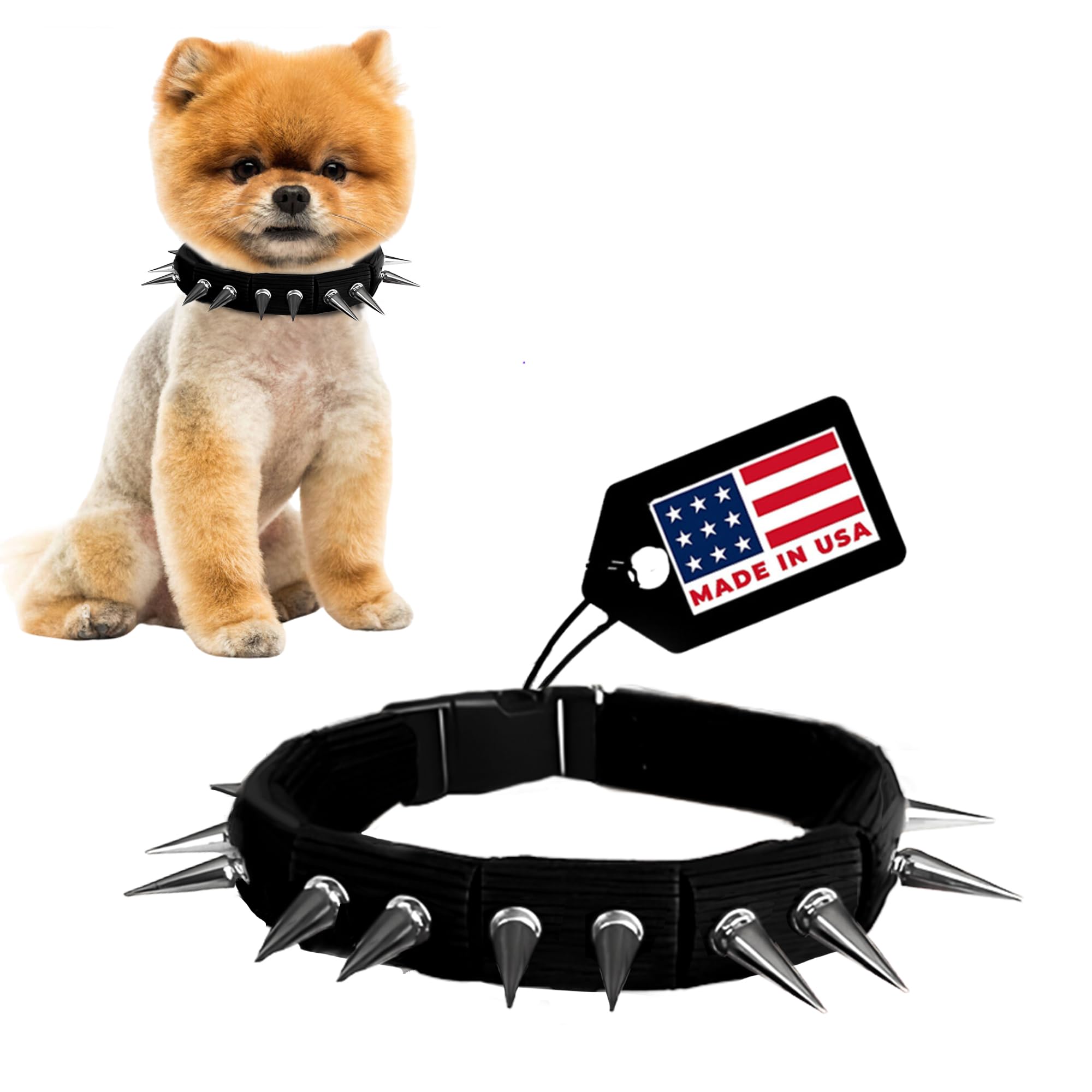 Coyotecollar Spiked Dog Collar - Medium Black Spike Collar, Adjustable, Studded, Protection Against Coyotes And Aggressive Dogs