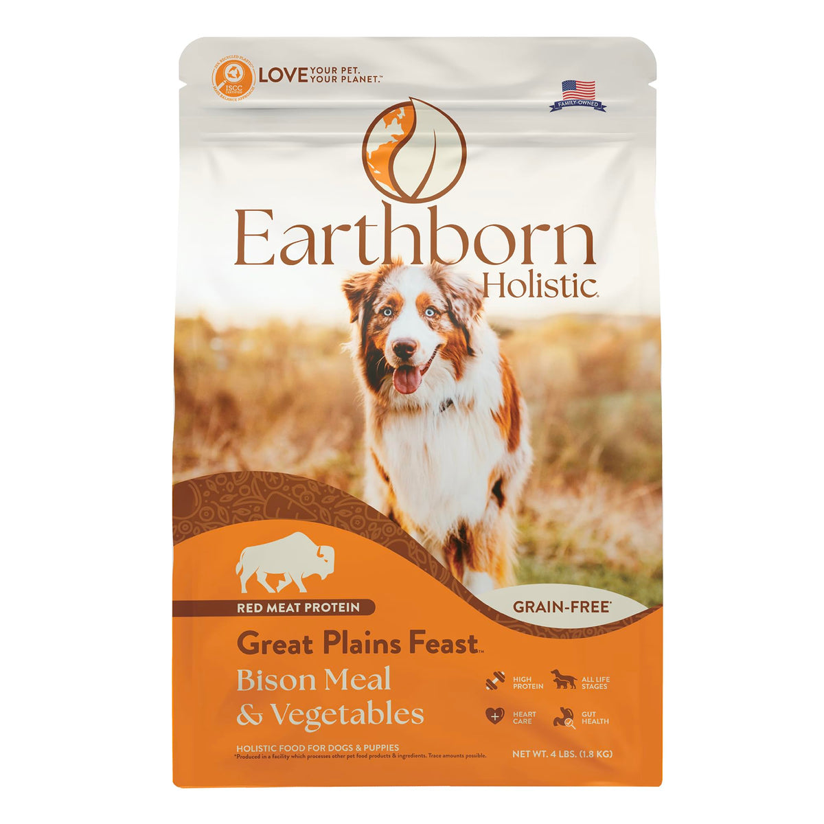 Earthborn Holistic Great Plains Feast Bison Meal & Vegetables Grain-Free High Protein Dry Food For Dogs & Puppies (4 Lb. Bag)
