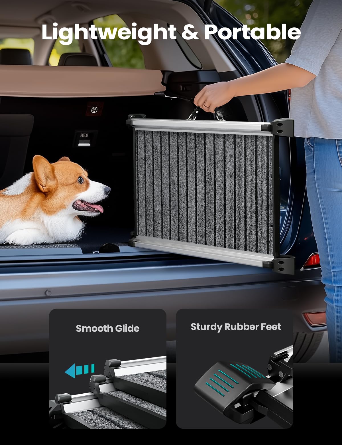 Kolotool Dog Ramp For Car 63'' L X 17'', Telescoping Portable Pet Ramps 440Lbs Capacity With Non-Slip Surface For Small Medium D