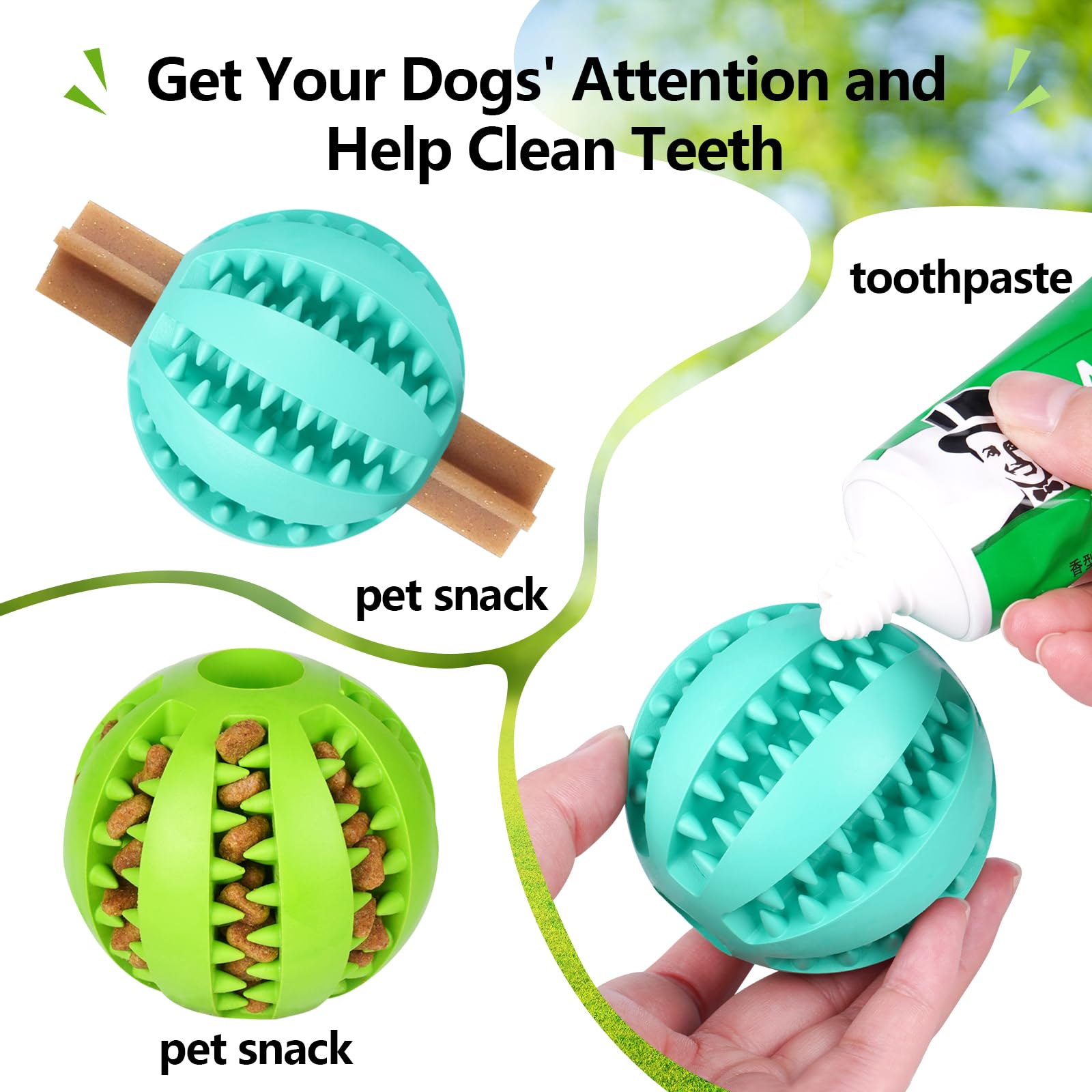 Bojafa Treat-Dispensing Dog Toys: Durable Rubber Puppy Toys For Boredom - Dog Treat Balls For Small & Medium Breed Home Use (2Pa
