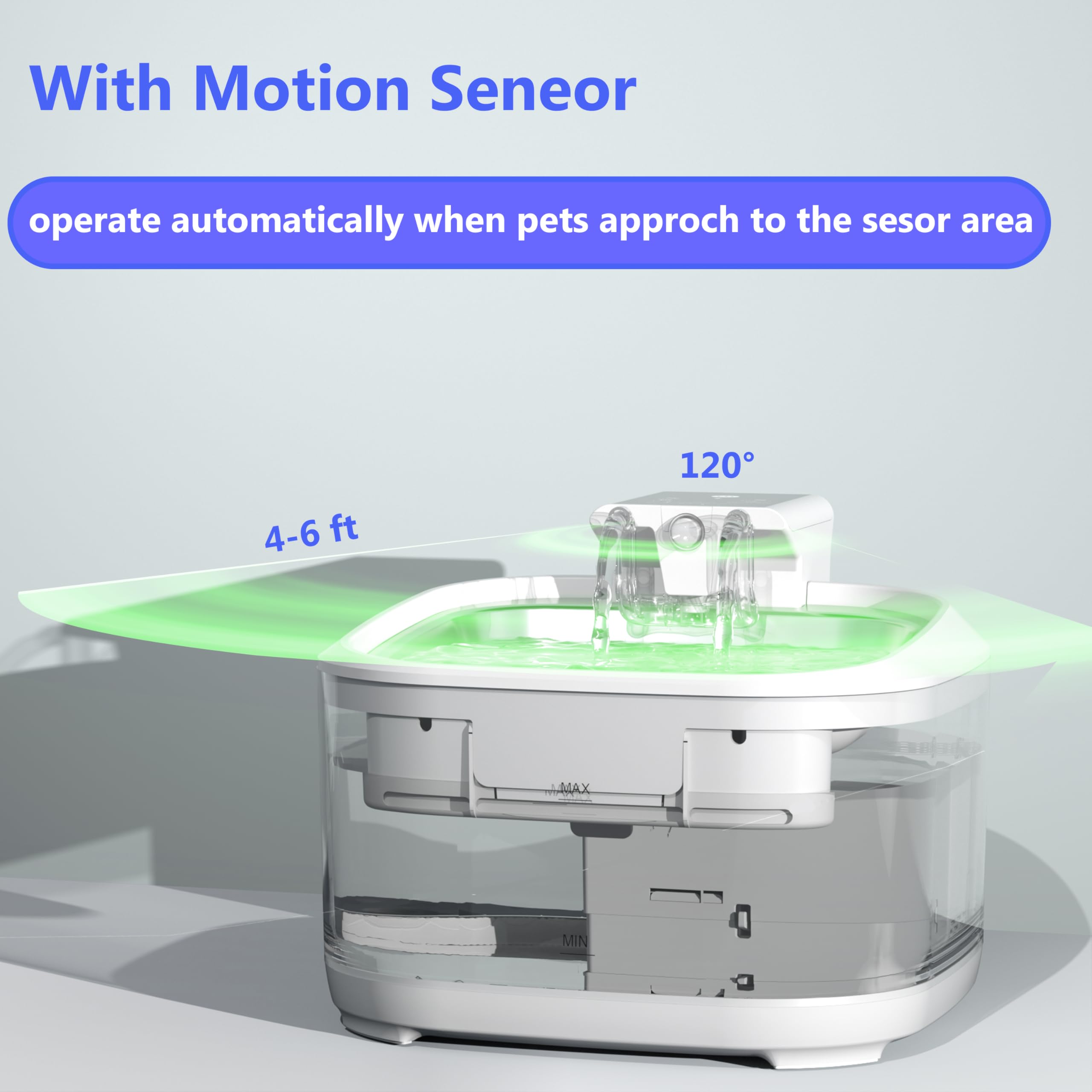 Mewdgland Cat Water Fountain Wireless,Pet Water Fountain Battery Operated For Cats Indoor,4.5L/150Oz Automatic Dog Water Dispens