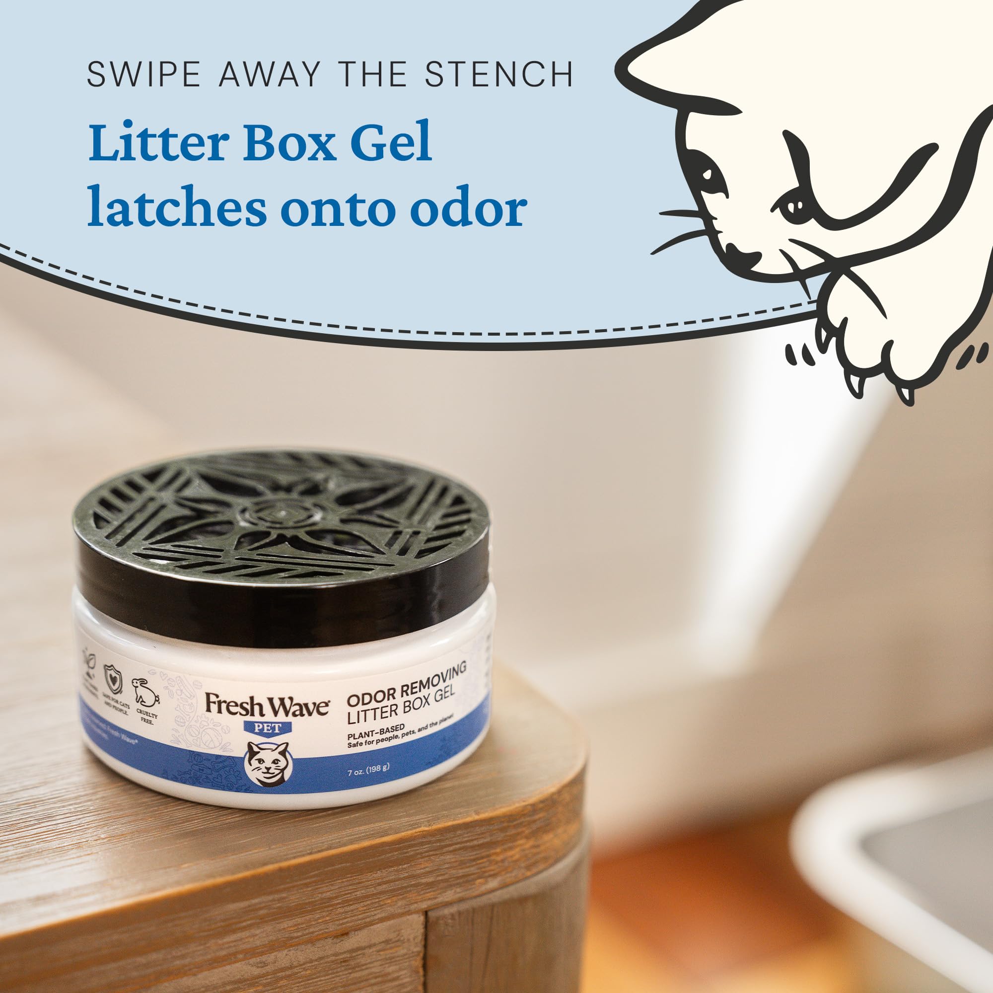 Fresh Wave Odor Removing Litter Box Gel, 7 Oz. | Safer Pet Odor Eliminator For Home And Litter Box Area