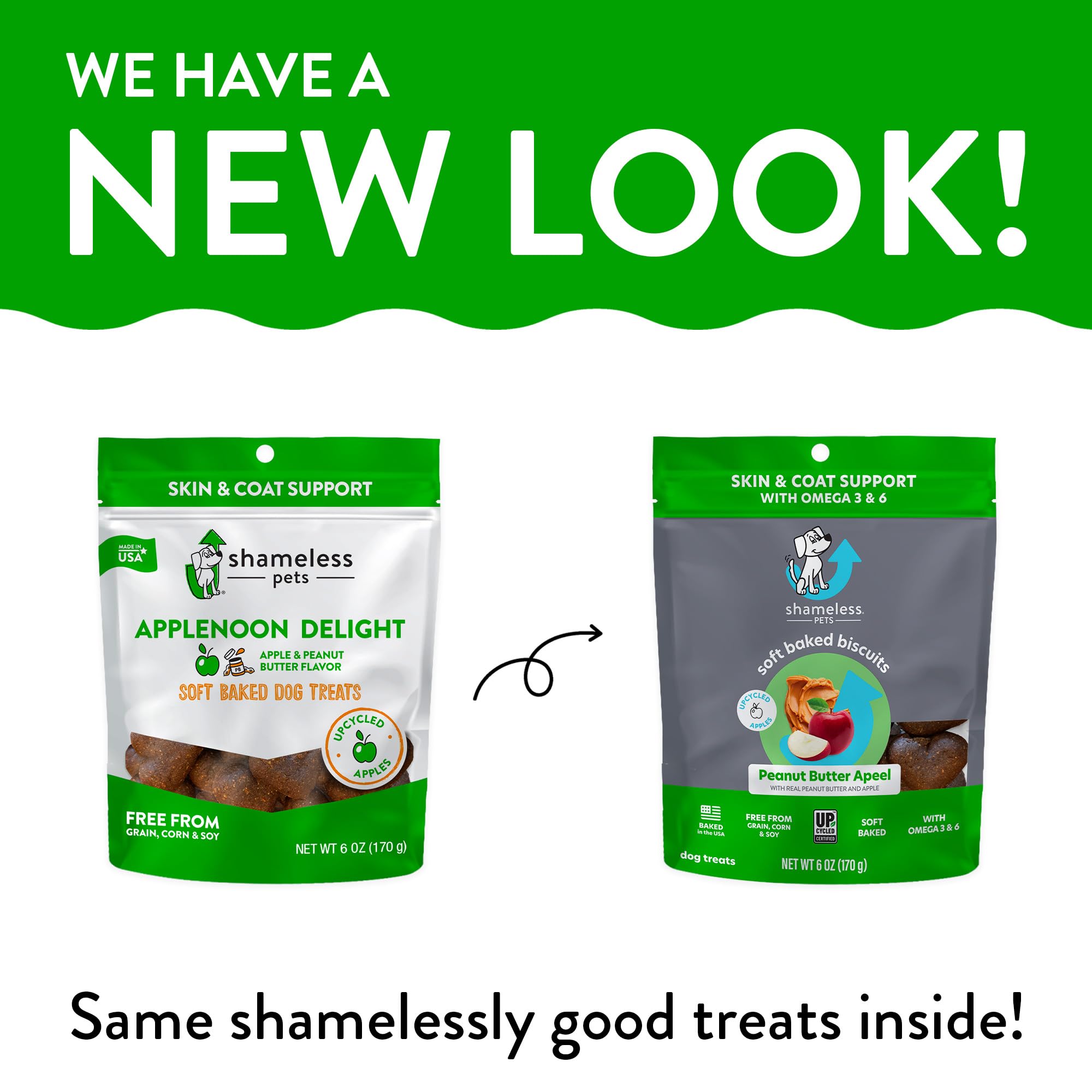 SHAMELESS PETS Natural Grain Free Dog Treats | Made in The USA from Upcycled Food Ingredients (Apple)