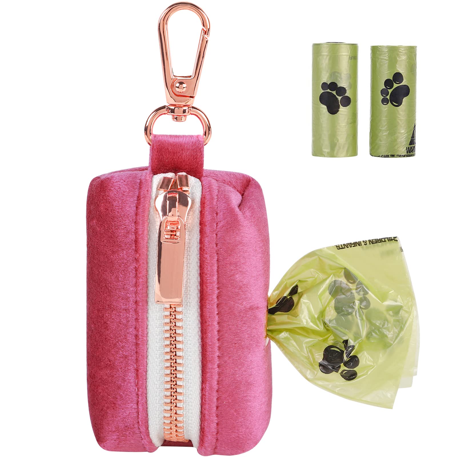 Aring Pet Dog Poop Bag Holder, Velvet Doggy Waste Bag Dispenser Attach To Any Leashes, Portable Washable Pet Waste Pouch Dispens