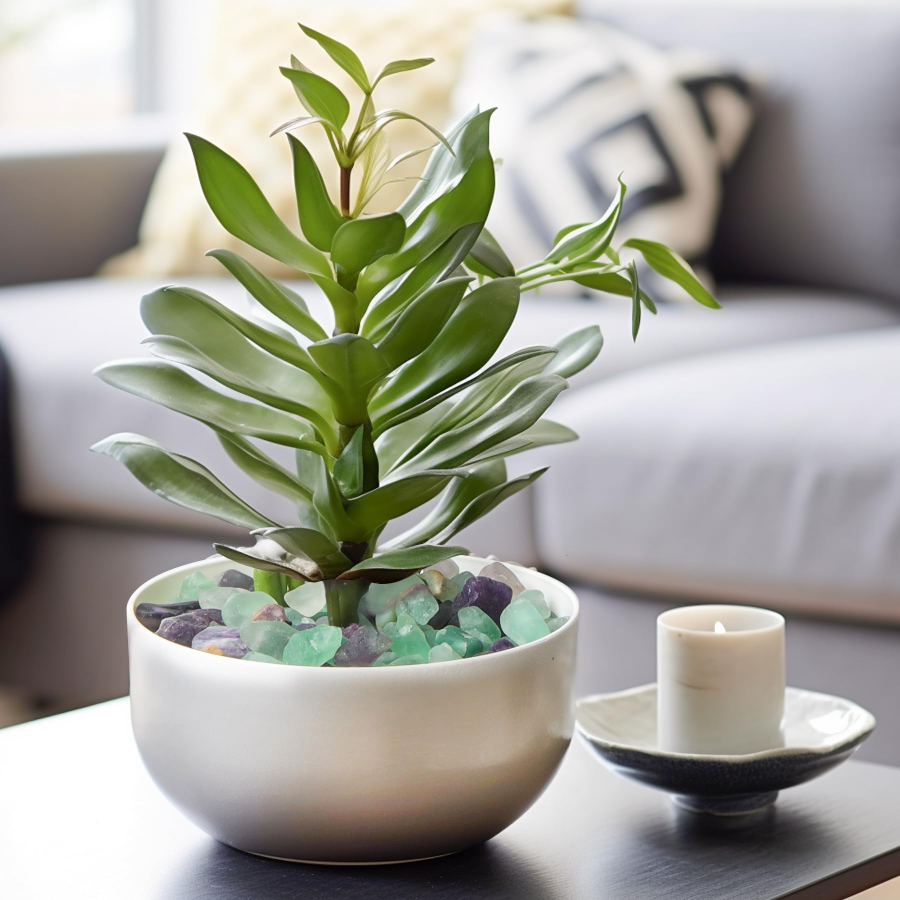 T4U Fluorite Aquarium Gravel Rocks 3 Lbs, Crystals Chip Bulk for Fish Tank, Decorative Pebbles Bulk for Plants, Vase Filler Ston