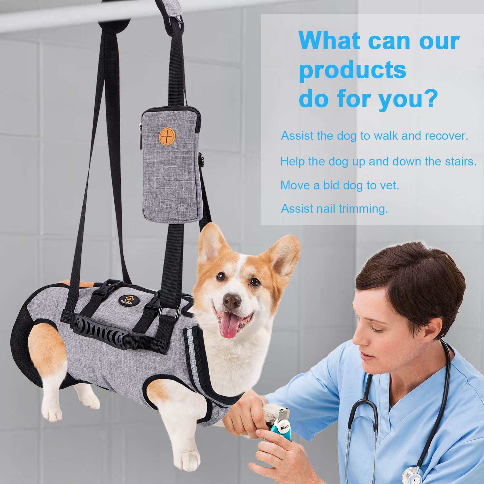 Ownpets Dog Sling Harness, Outdoor Sling Bag For Spine Protection, Whole Body Support, Support Vest To Assist Aged Dogs, Outdoor (Xxl)