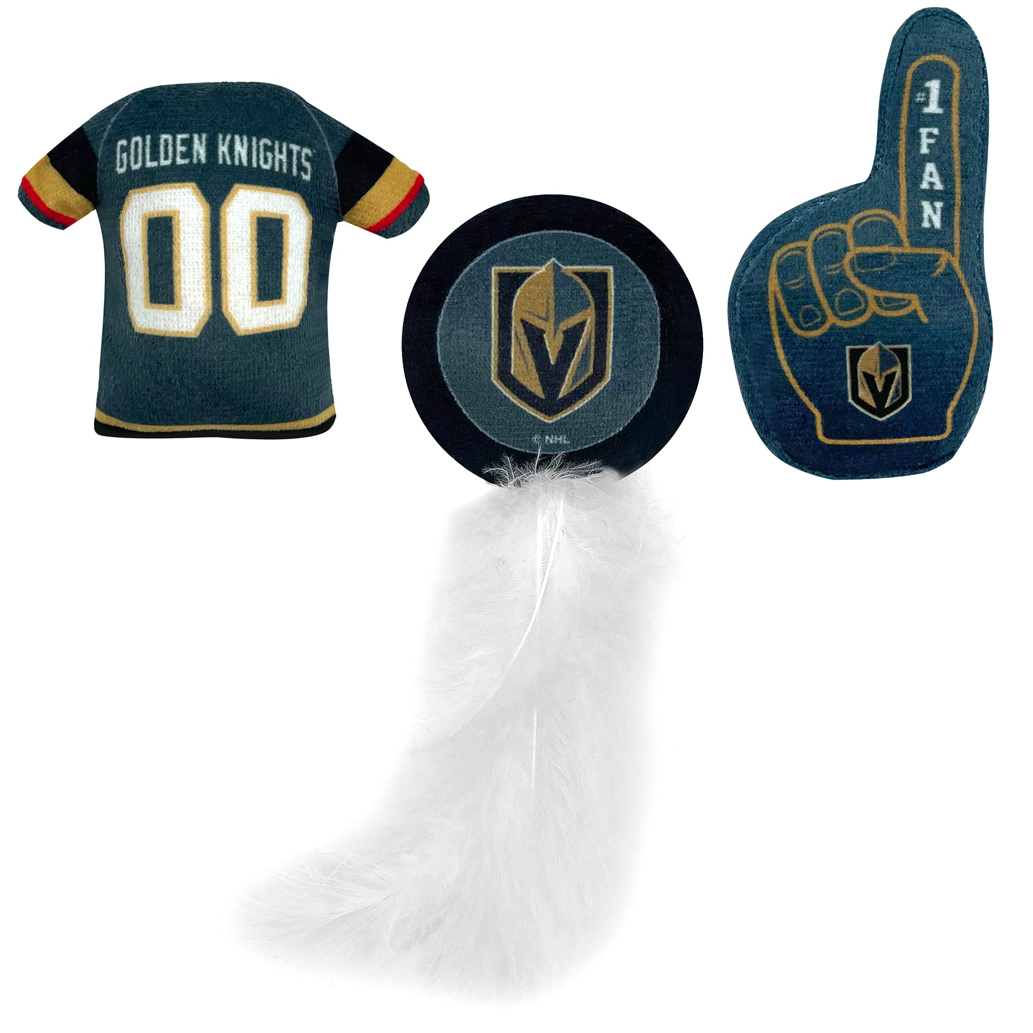 Best Plush Cat Toy Nhl Las Vegas Golden Knights Complete Set Of 3 Piece Cat Toys Filled With Fresh Catnip. Includes: 1 Jersey Cat Toy, 1 Hockey Puck Cat Toy With Feathers & 1 #1 Fan Cat Toy. Team Logo