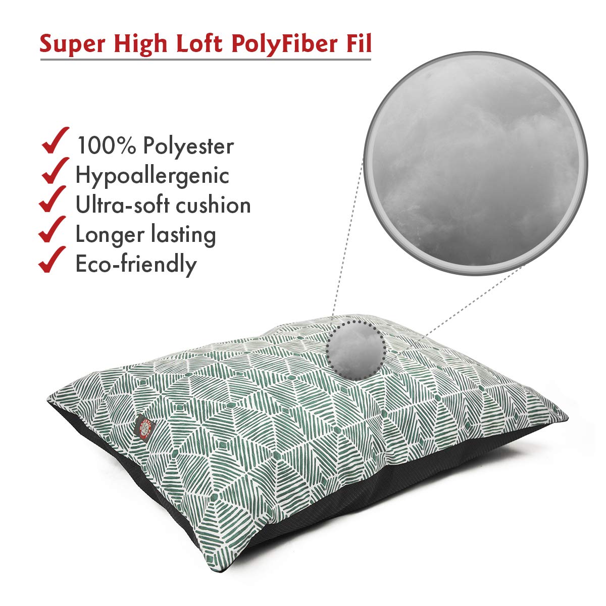 Majestic Pet Rectangle Large Dog Bed Washable – Non Slip Comfy Pet Bed – Dog Crate Bed Super Value Pillow Dog Bed – Dog Kennel Bed For Sleeping - Dog Bed Large Breed 46 X 35 Inch – Charlie Emerald