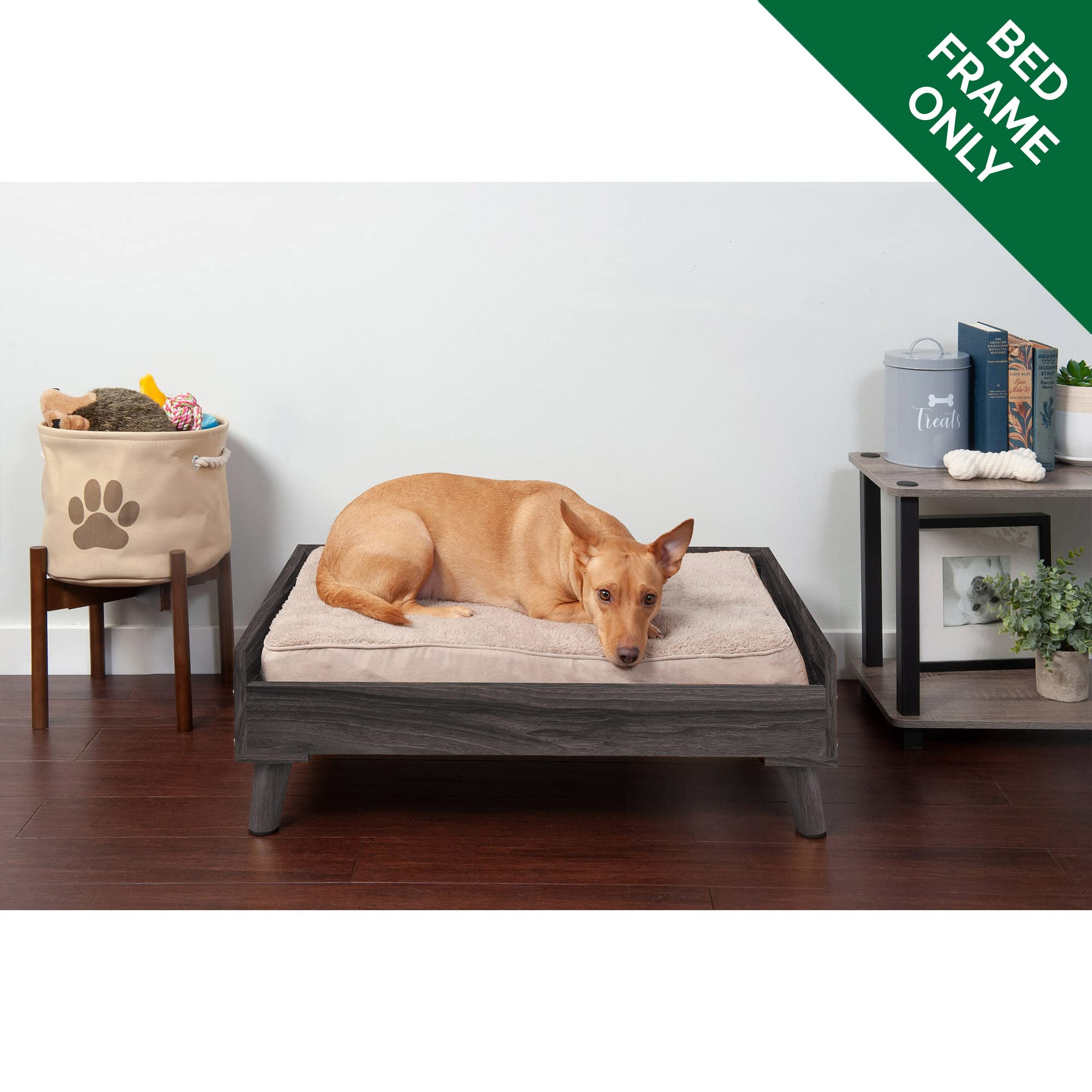 Furhaven Elevated Dog Bed Frame For 30'' X 20'' Medium Dog Beds, Easy Assembly - Mid-Century Modern Bed Frame - Gray Wash, Mediu
