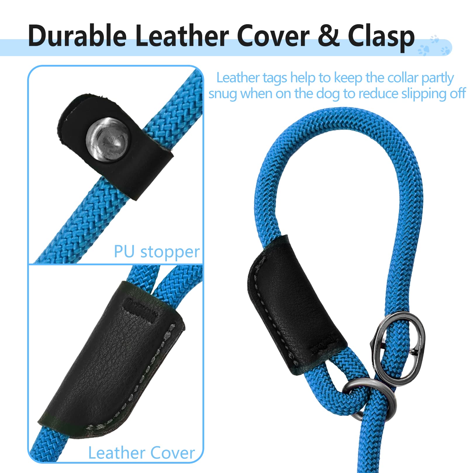 Nordkawa 3Pcs Slip Lead Dog Leash, 6 Ft Dog Leash Adjustable Dog Training Leash, Strong Nylon Rope Leash With Padded Handle, Dog