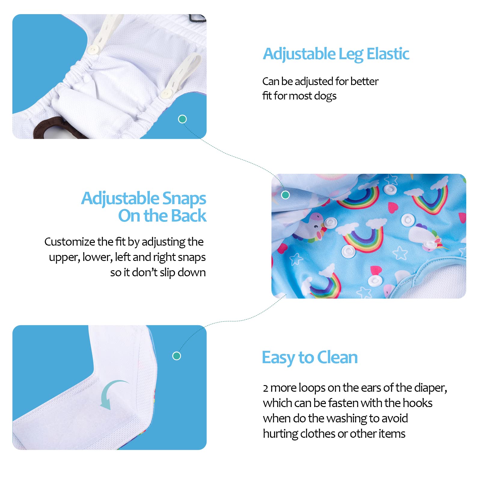 Cutebone Female Dog Diapers With Skirts 3 Pack Reusable Puppy Dresses Pants For Heat Cycle Period Qbd01L