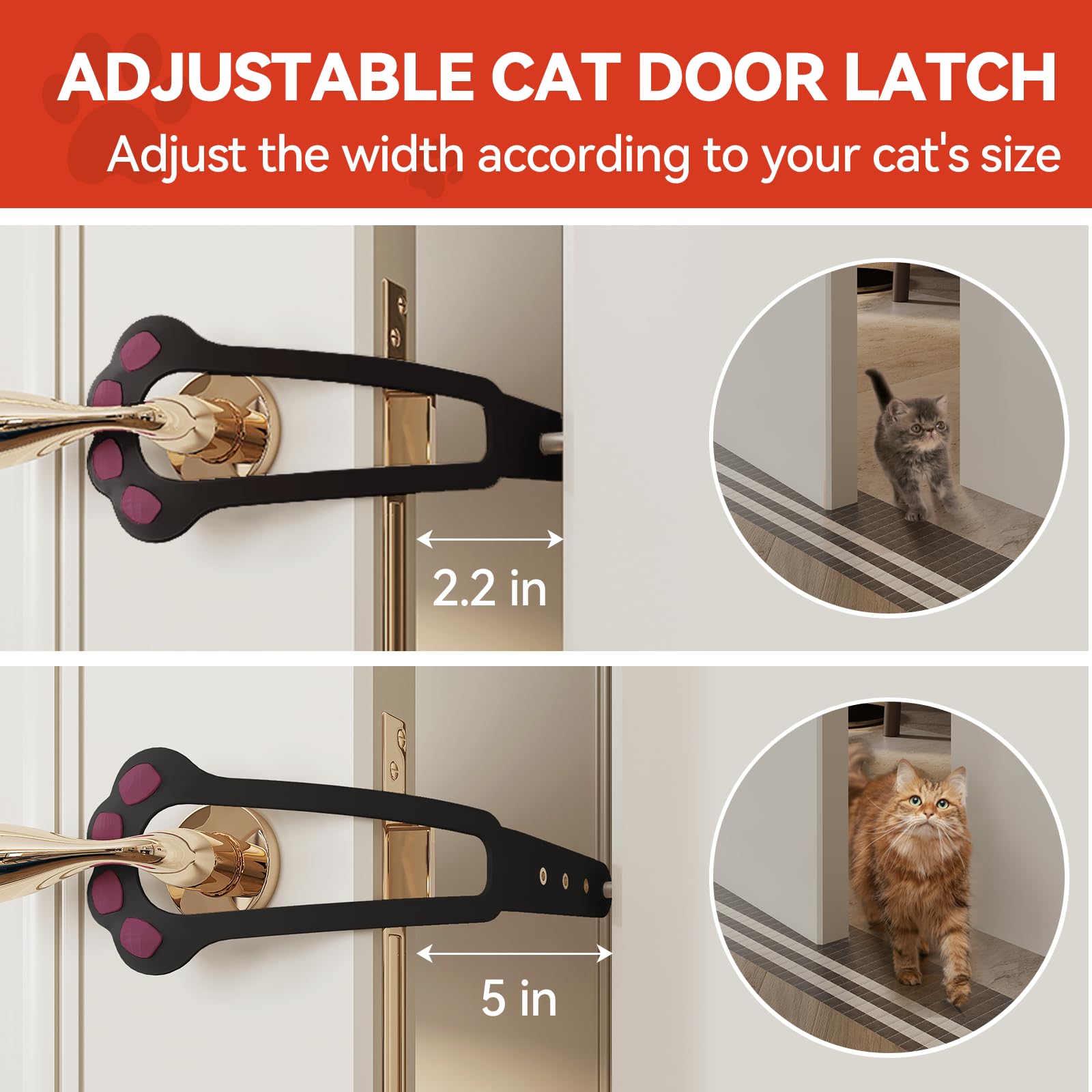 TGIOW Cat Door Latch, 2 Pcs Cat Door Stopper Pet Door Latch to Keep Dog Out of Litter Box and Food, Door Prop for Cat with 4 Adj