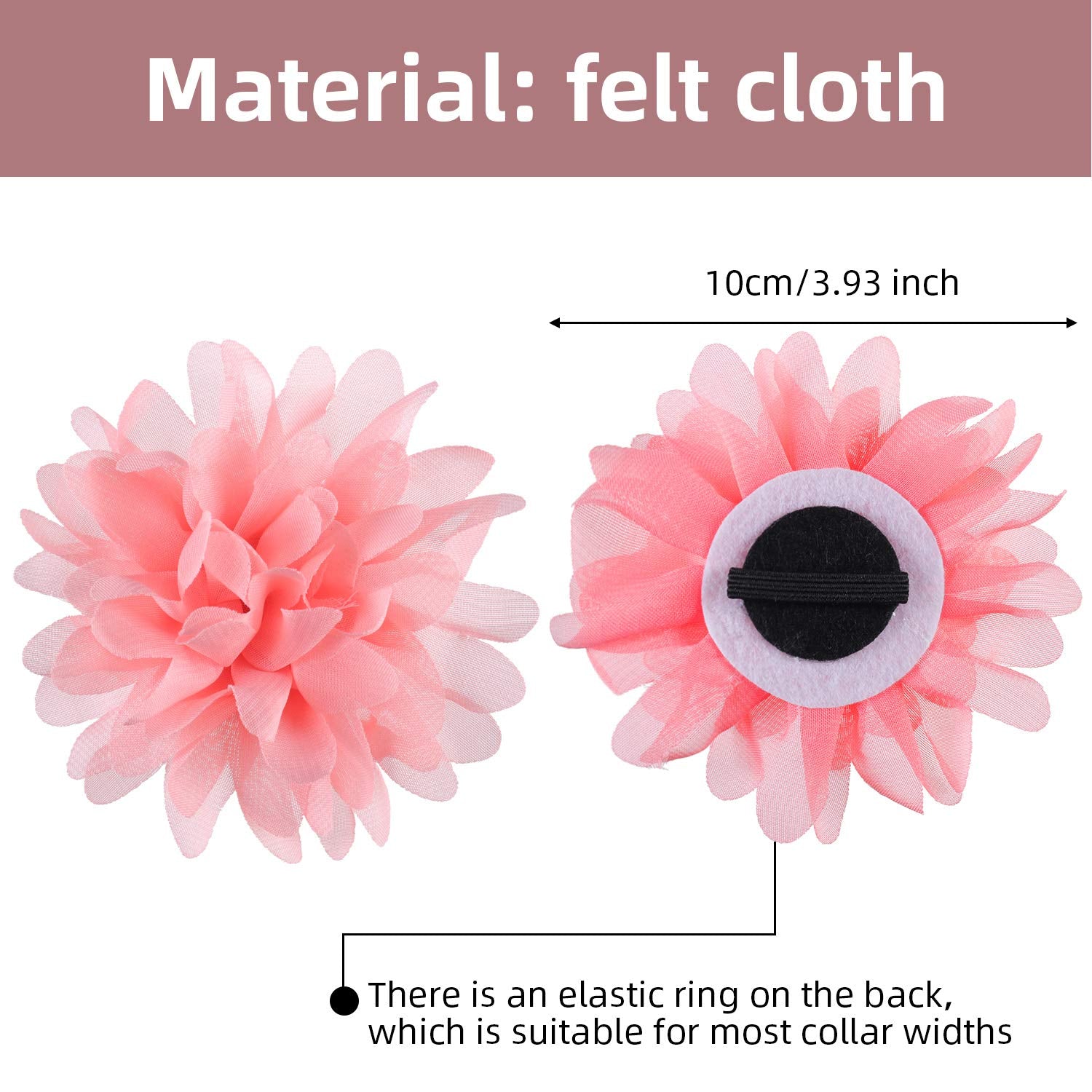 Willbond 10 Cm/ 4 Inch 20 Pcs Pet Flower Collar Bow Dog Collar Dog Flower Accessory Multi Color Soft Chiffon Bow Tie Charms For