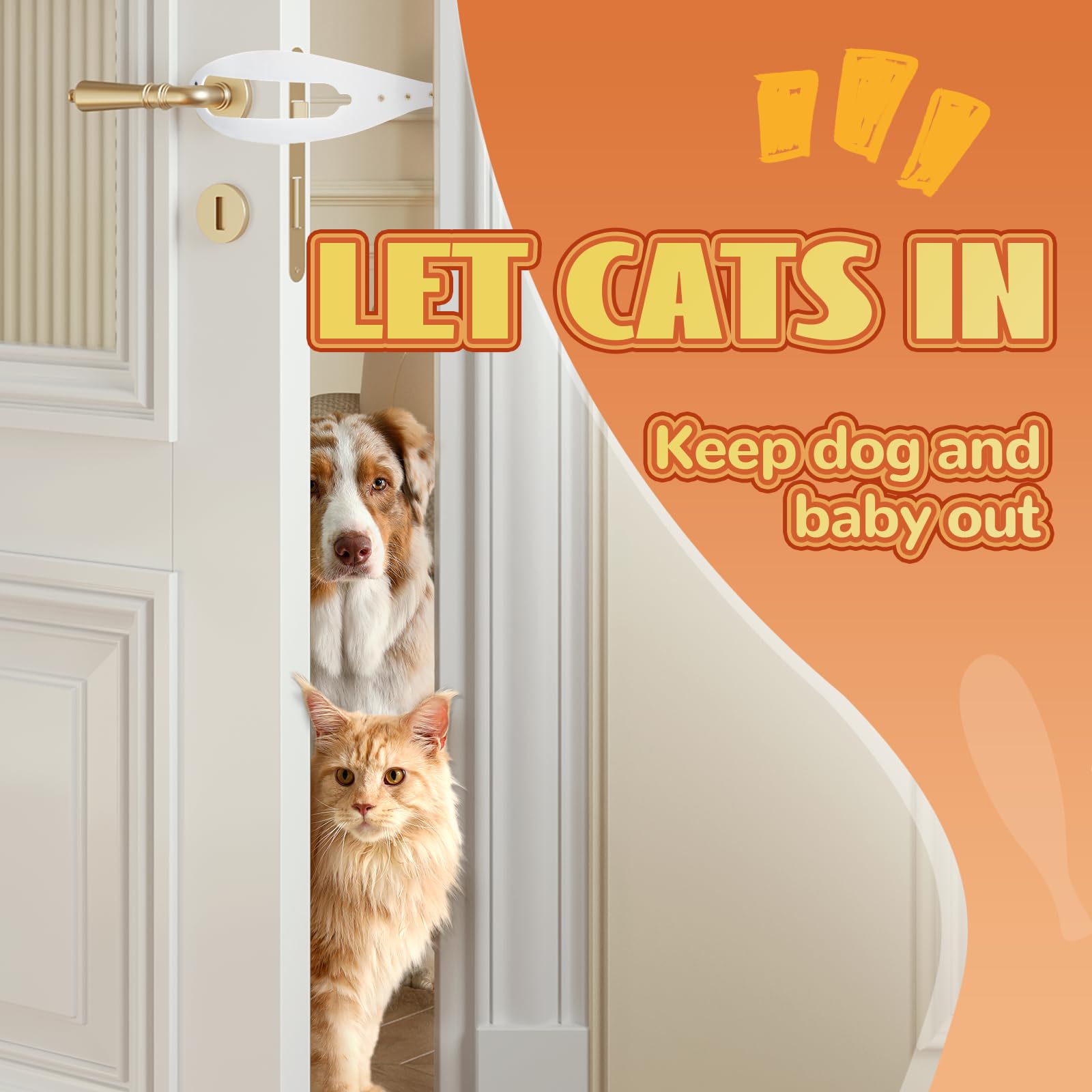 TGIOW Cat Door Latch, 4 Pcs Cat Door Stopper Pet Door Latch to Keep Dog Out of Litter Box and Food, Door Prop for Cat with 5 Adj